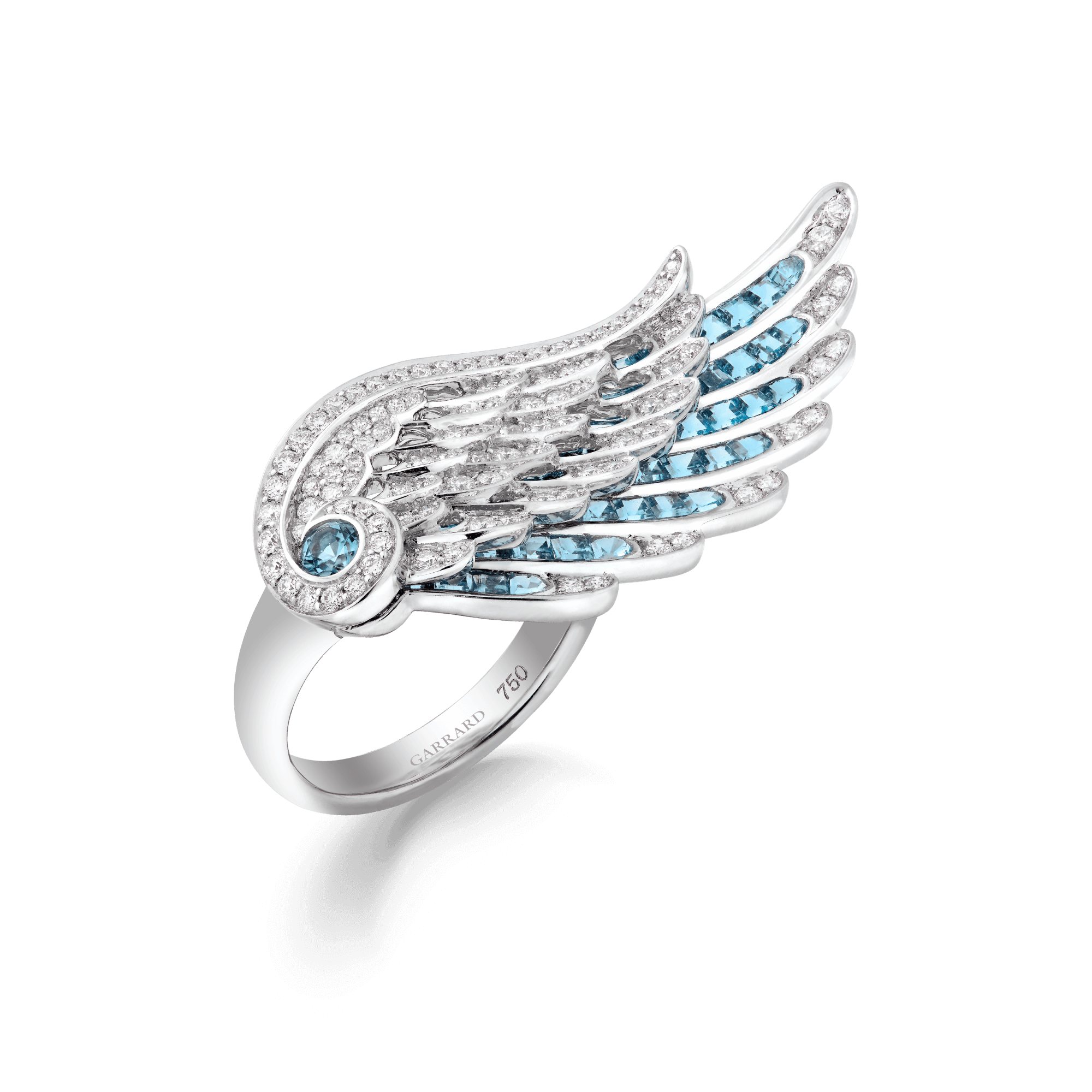 Wings Embrace Aquamarine and Diamond Ring | In 18ct White Gold | Garrard