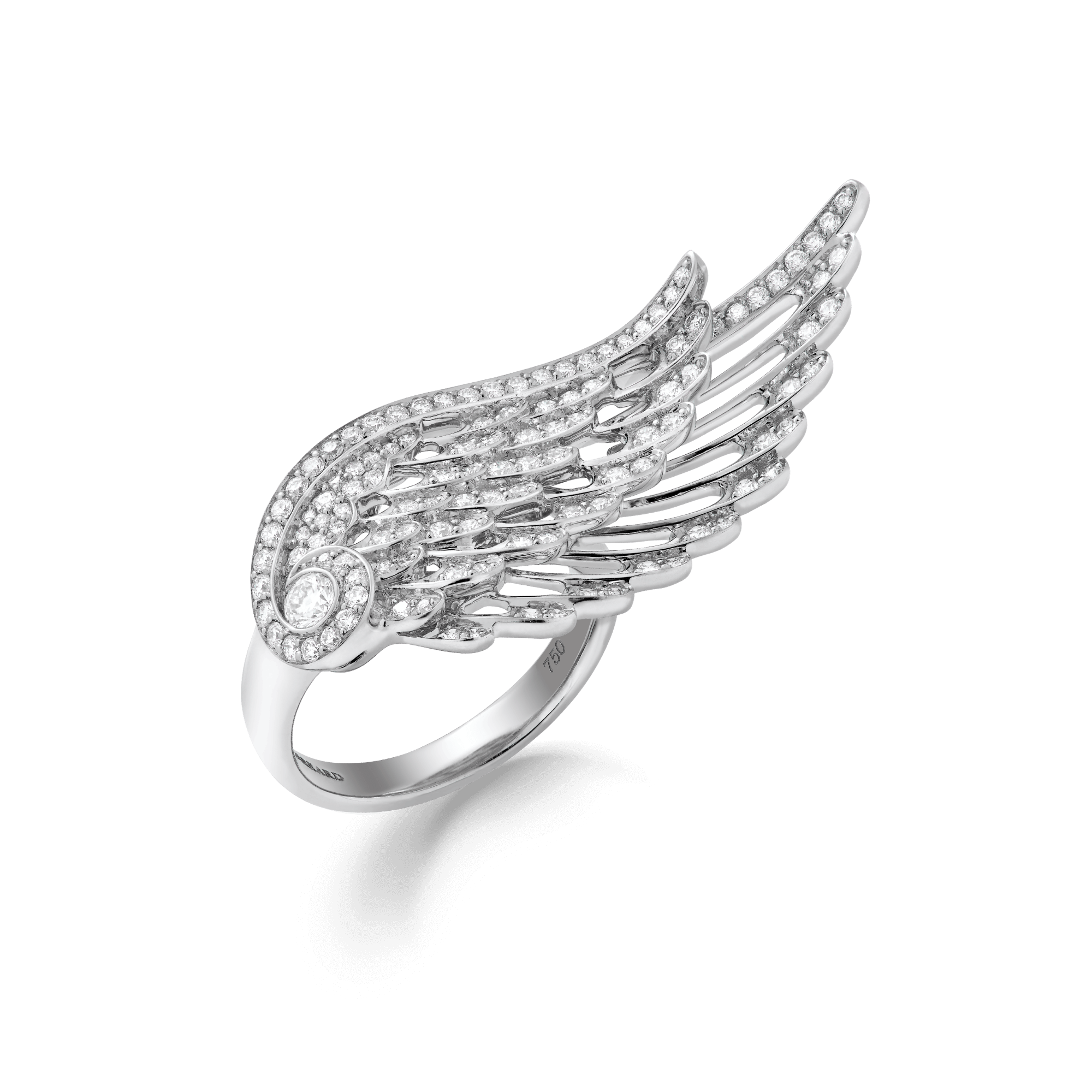 White gold angel wing shop ring