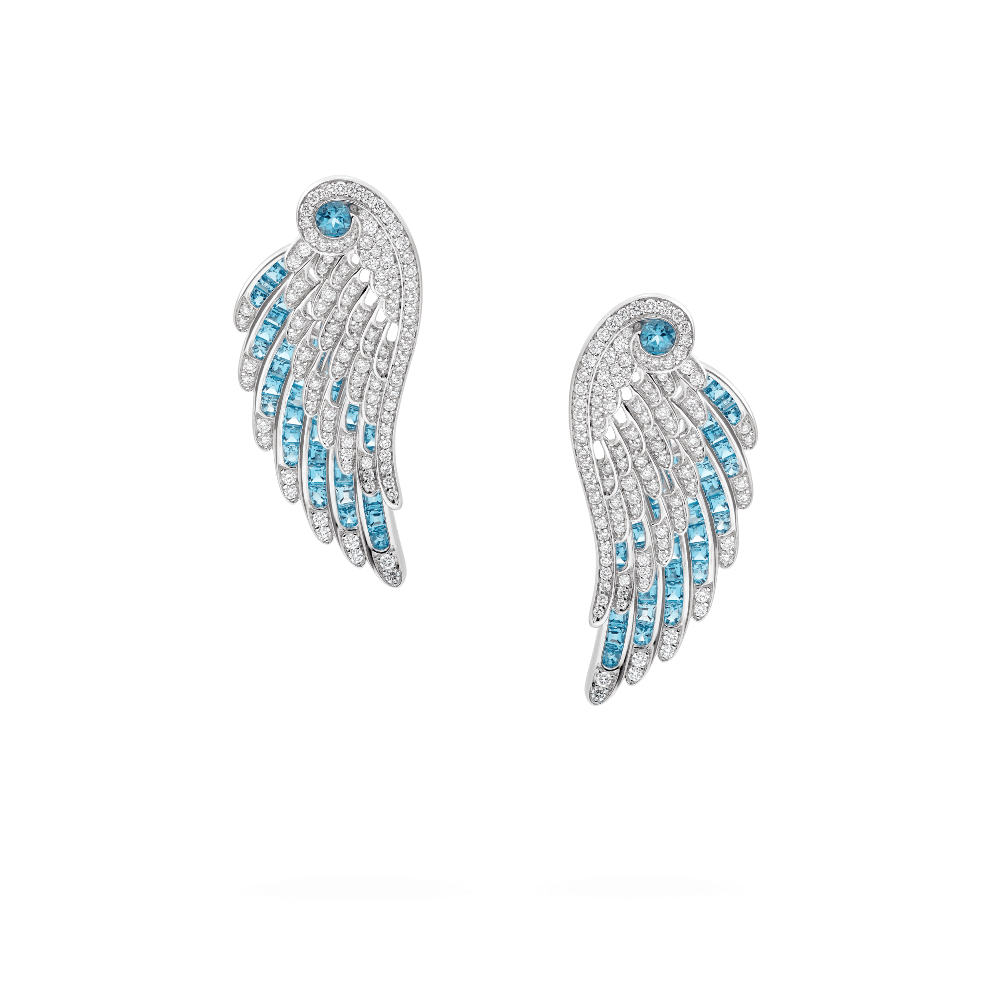 Garrard Wings Embrace jewellery collection Aquamarine and Diamond Ear Jackets In 18ct White 2016577 Hero