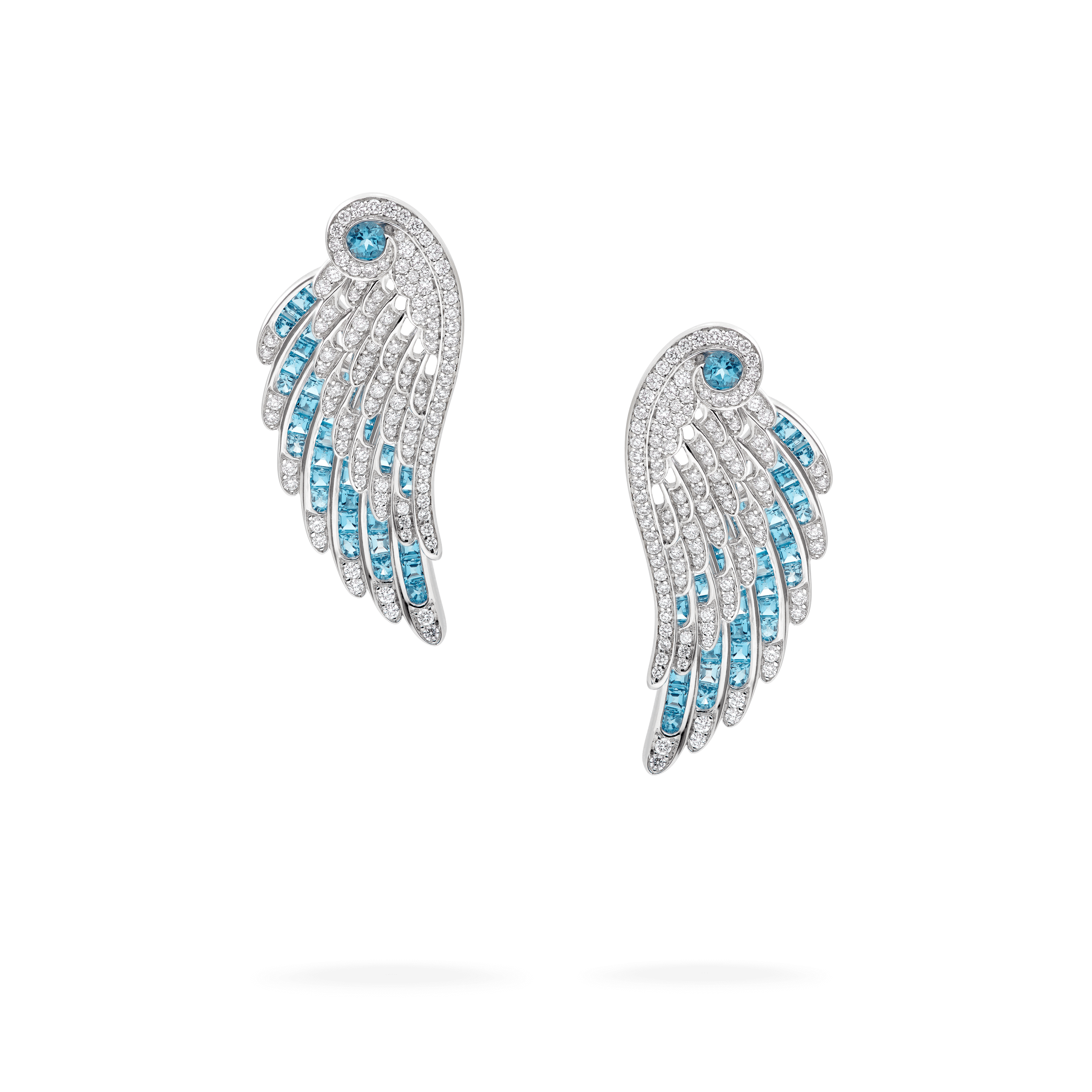 Wings Embrace Aquamarine and Diamond Drop Earrings | Garrard