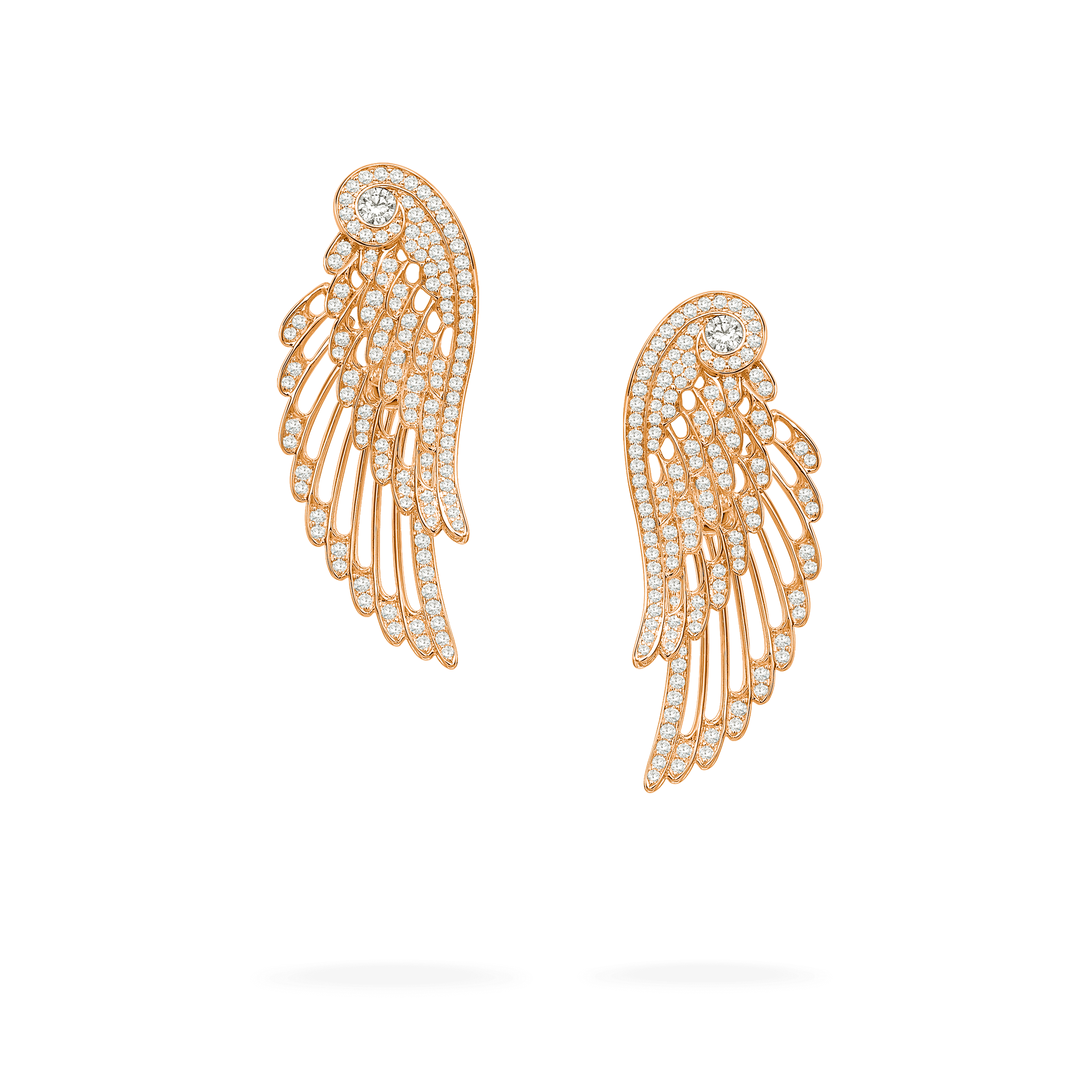 Garrard Wings Embrace jewellery collection Diamond Ear Jackets In 18ct Rose Gold, 2015904, Hero View
