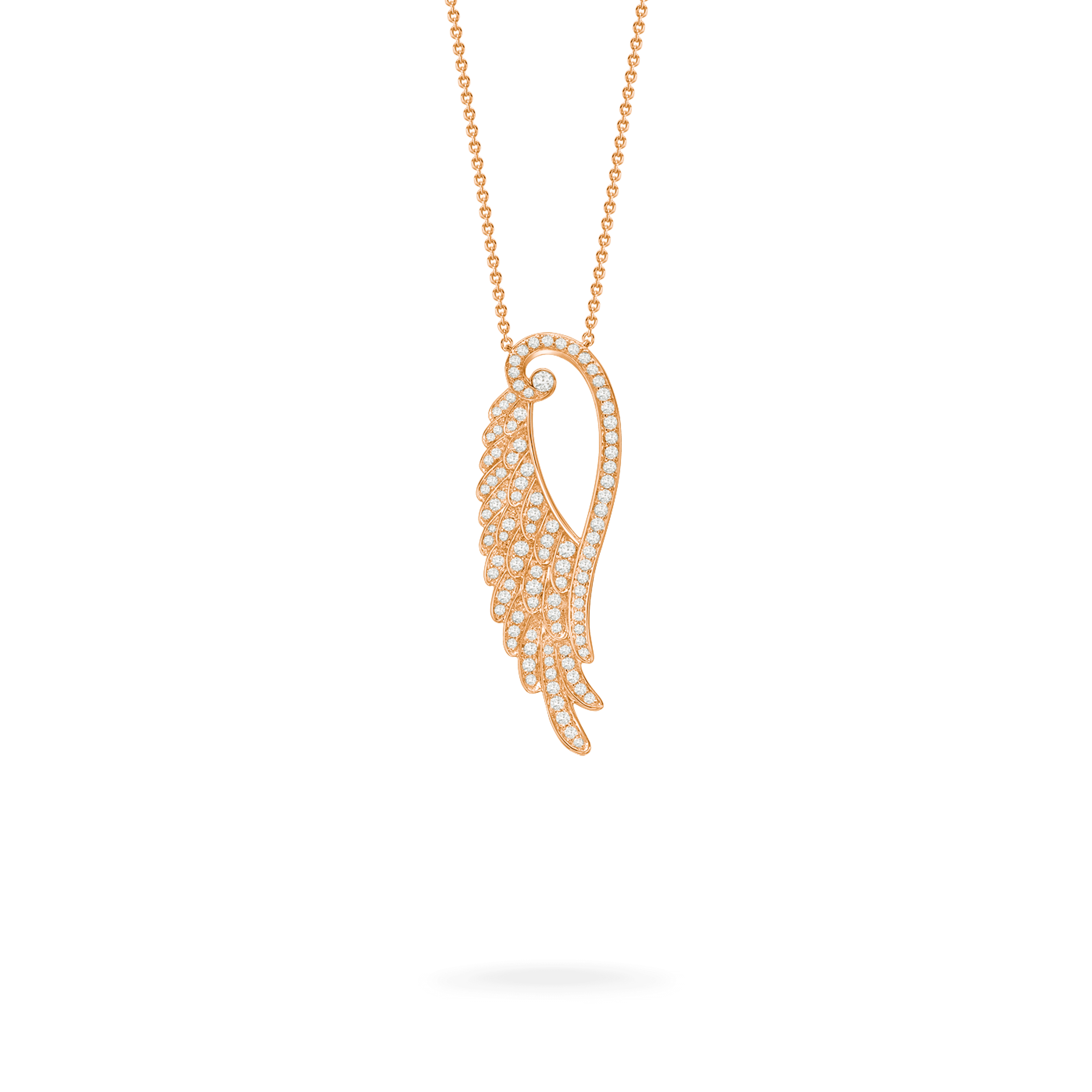 Garrard Wings Embrace jewellery collection Open Diamond Pendant In 18ct Rose Gold, 2015920, Hero View
