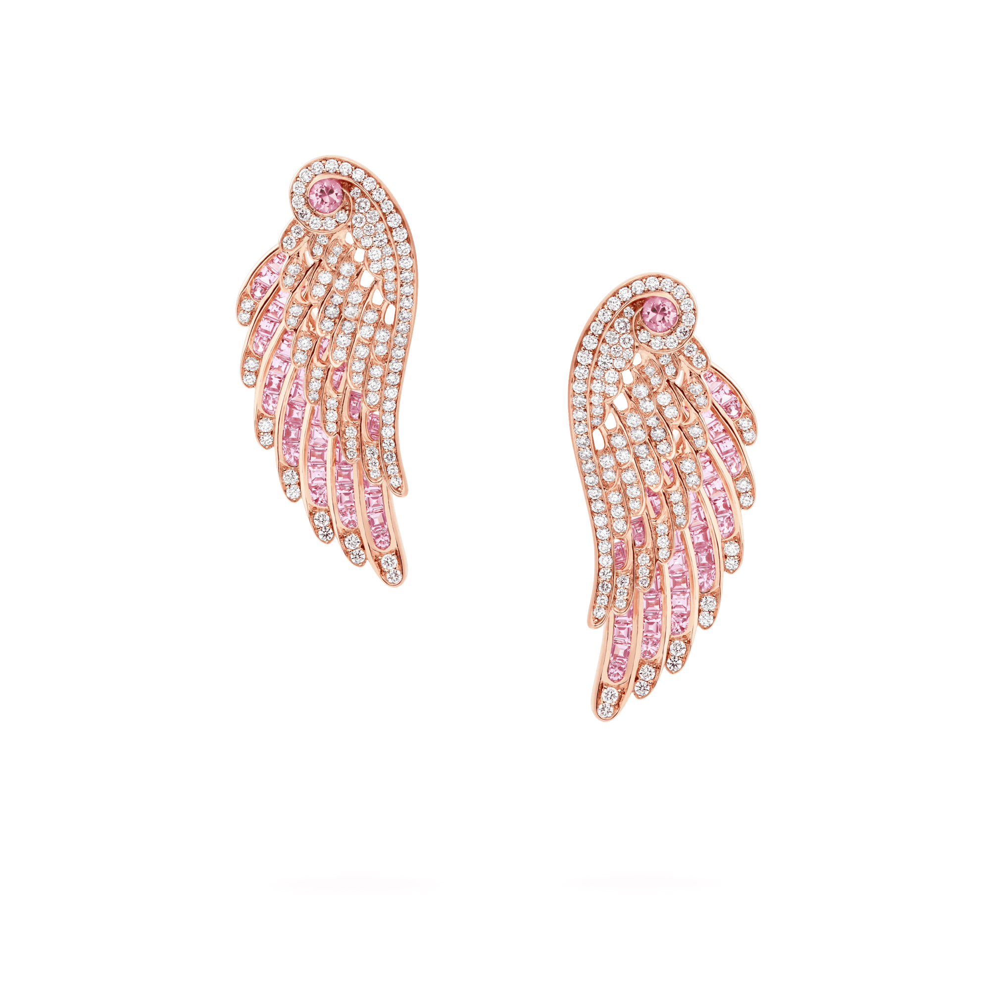 Garrard Wings Embrace jewellery collection Pink Sapphire and Diamond Ear Jackets 2016584 Hero