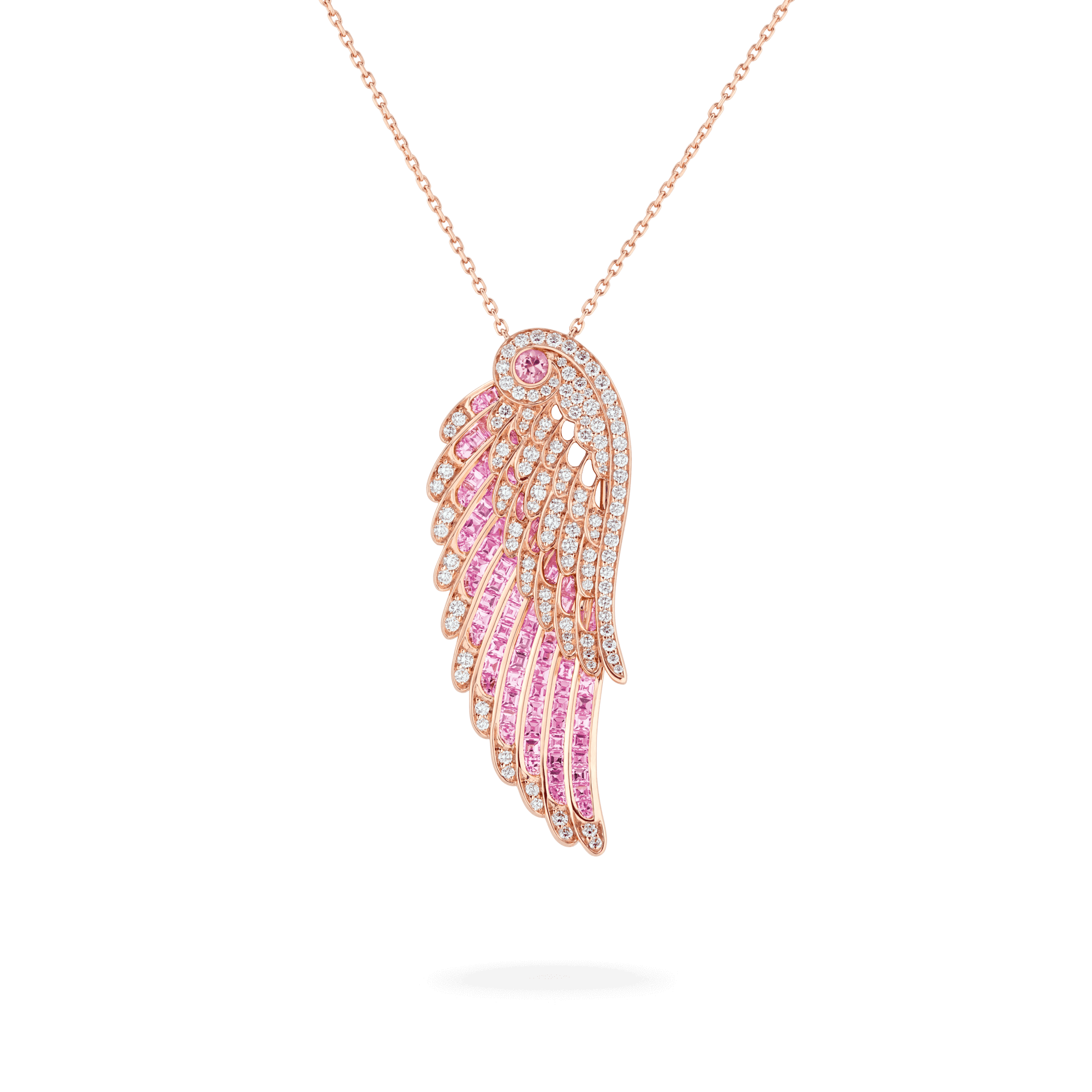 Garrard Wings Embrace jewellery collection Pink Sapphire and Diamond Slider Pendant 2016647 Hero