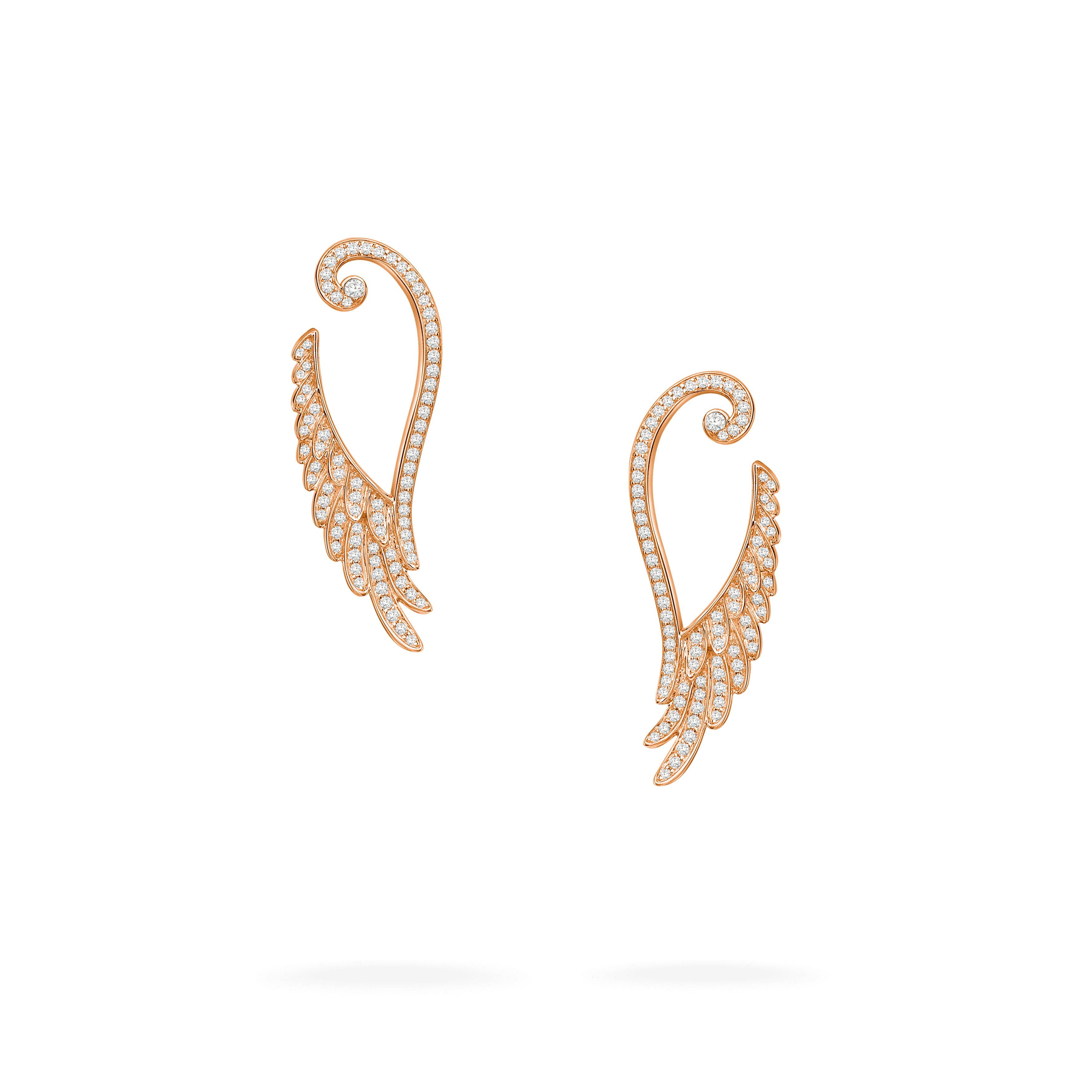 Garrard Wings Embrace jewellery collection Wings Embrace Diamond Drop Earrings In 18ct Rose Gold, 2015908, Hero View