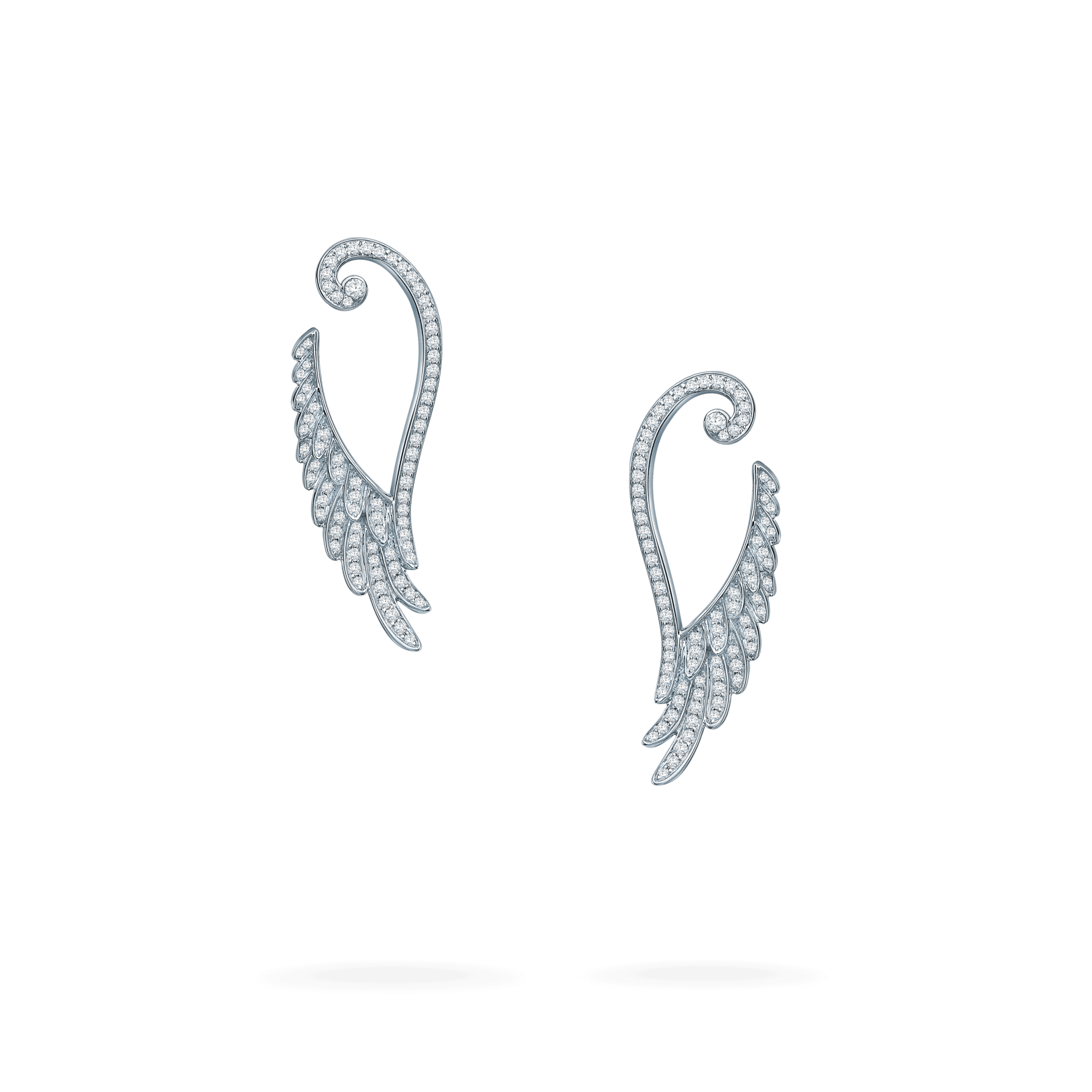 Garrard Wings Embrace jewellery collection Wings Embrace Diamond Drop Earrings In 18ct White Gold, 2015752, Hero View