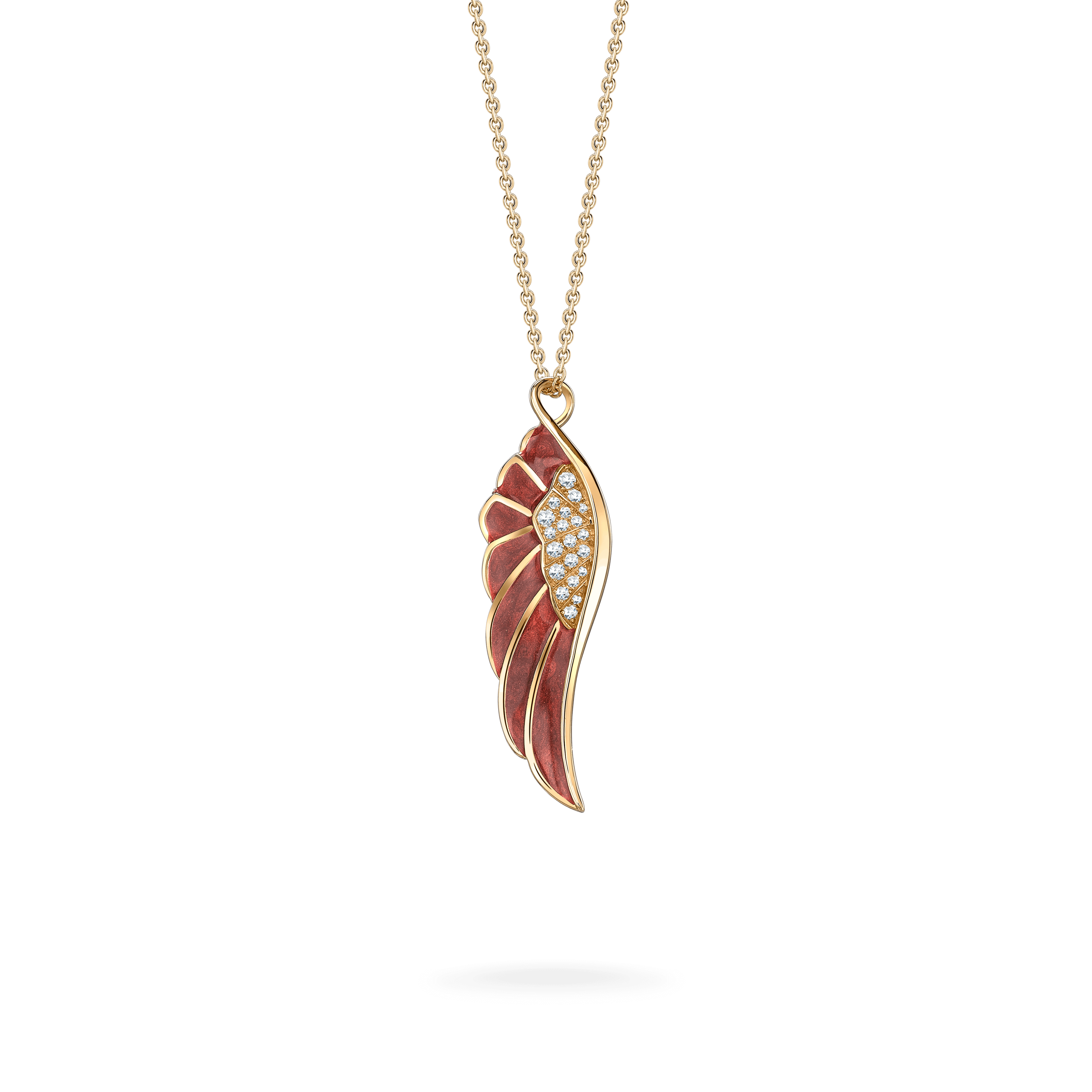 Garrard Wings Reflection jewellery collection Autumn Enamel Pendant In 18ct Yellow Gold with Diamonds, 2014689, Hero View