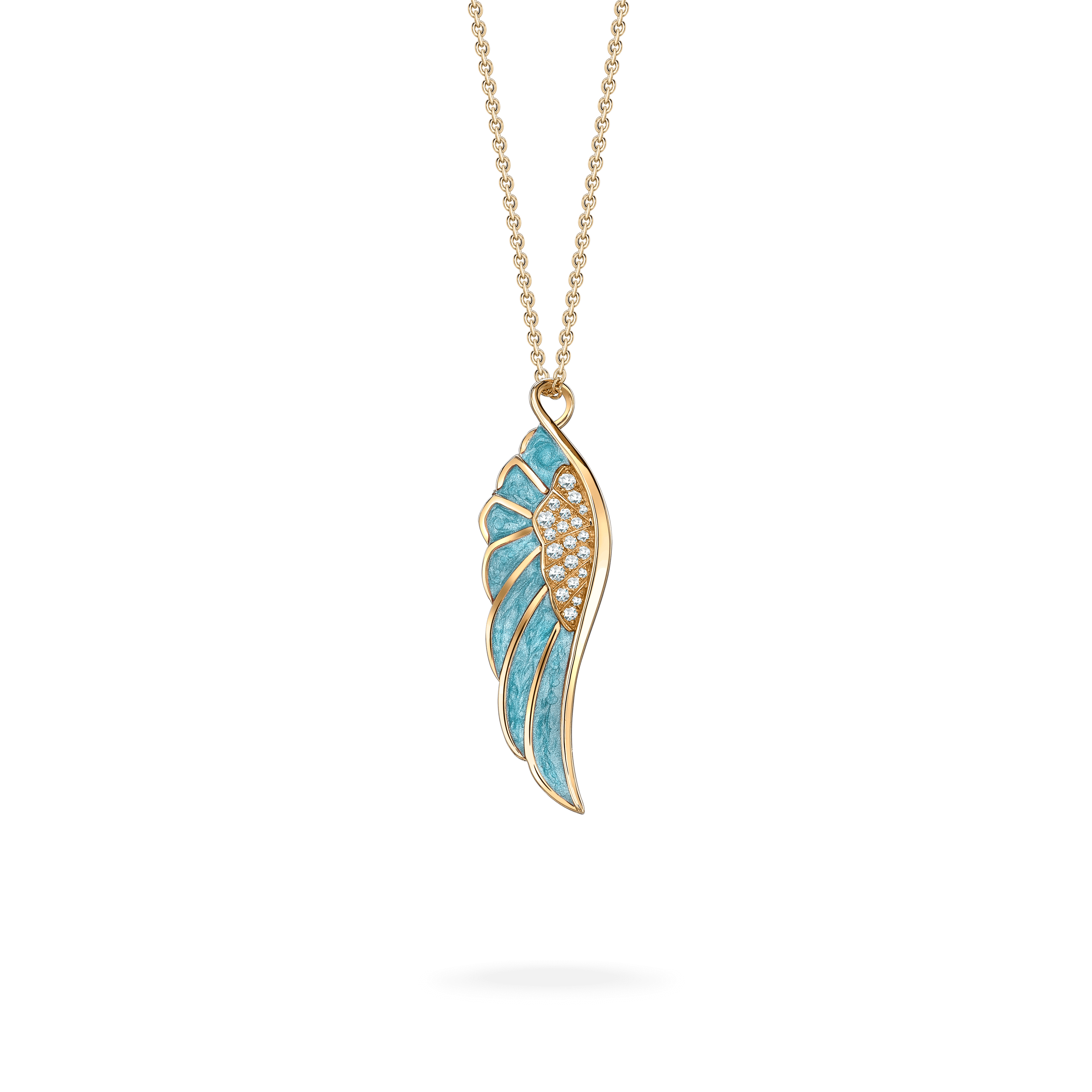 Garrard Wings Reflection jewellery collection Summer Enamel Pendant In 18ct Yellow Gold with Diamonds, 2014688, Hero View