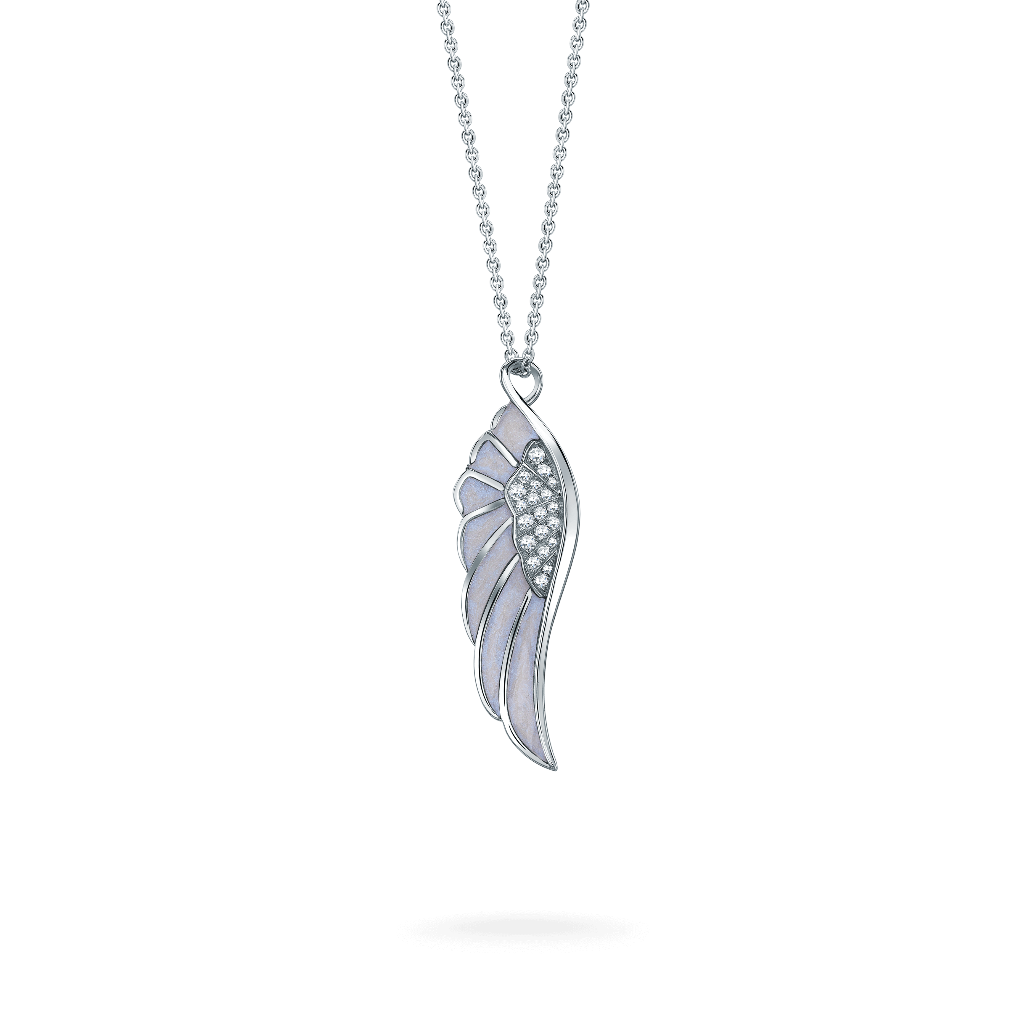 Garrard Wings Reflection jewellery collection Winter Enamel Pendant In 18ct White Gold with Diamonds, 2014690, Hero View