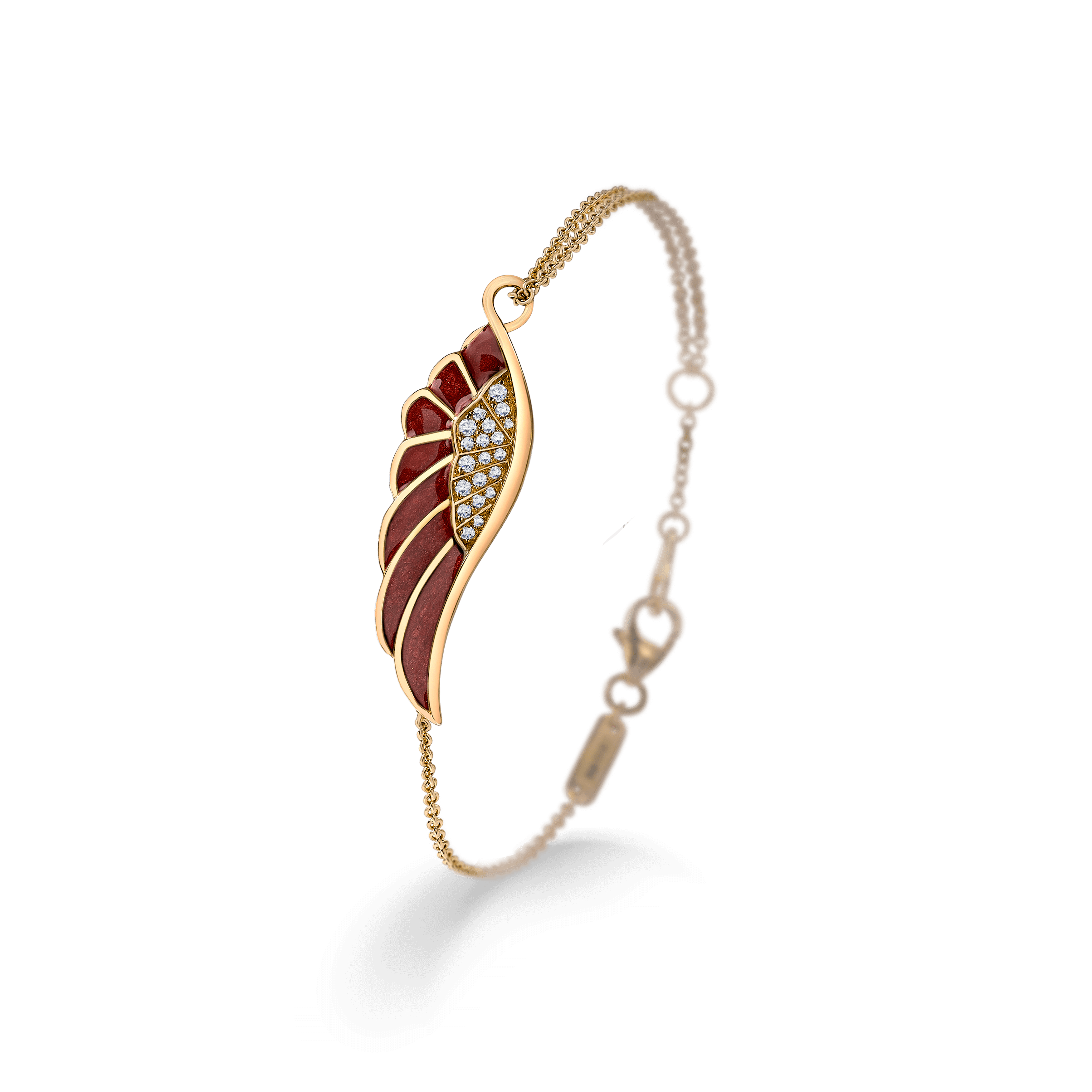 Wings Reflection jewellery collection Autumn Enamel Bracelet In 18ct Yellow Gold with Diamonds, 2014701, Hero View