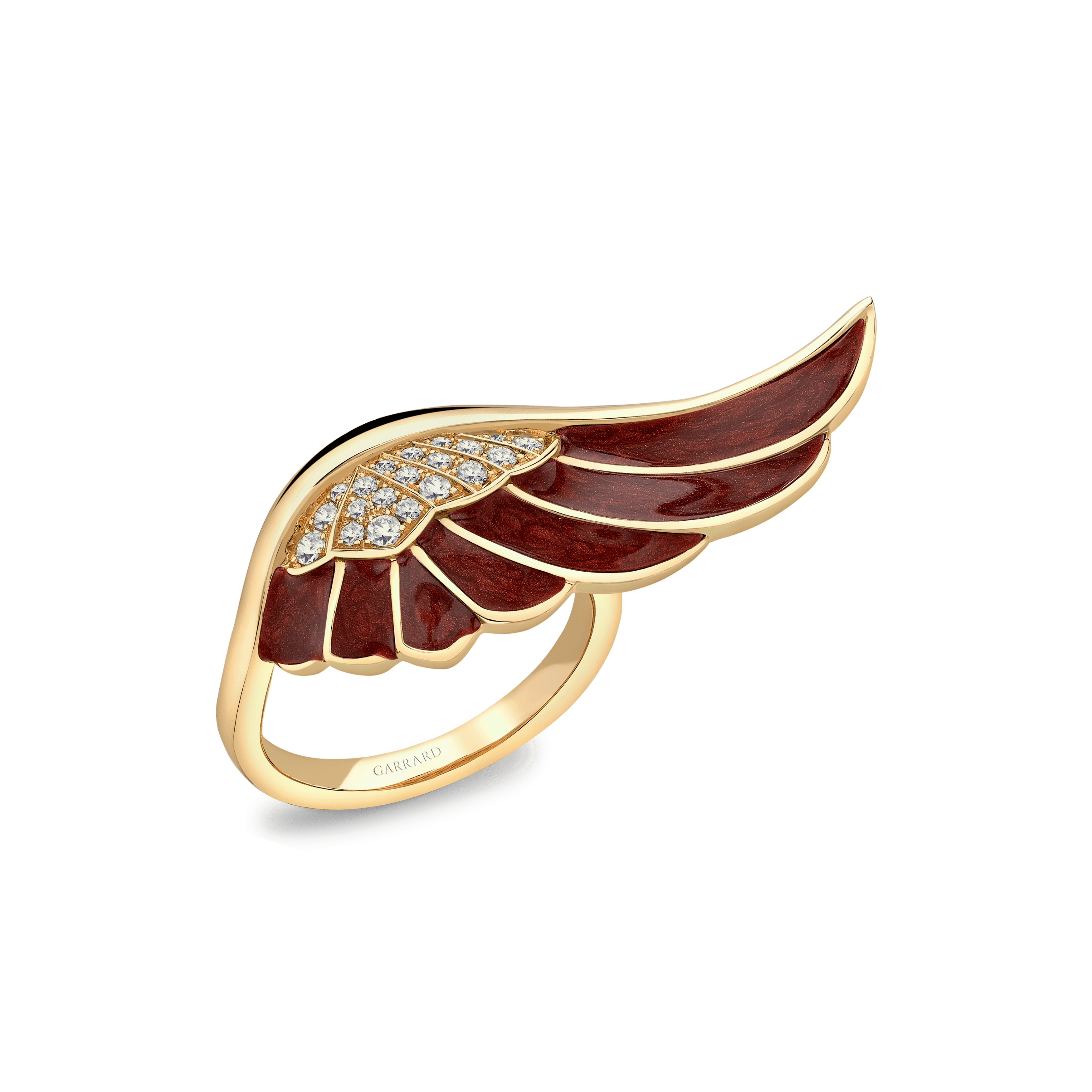 Wings Reflection jewellery collection Autumn Enamel Ring In 18ct Yellow Gold with Diamonds, 2014707, Hero View