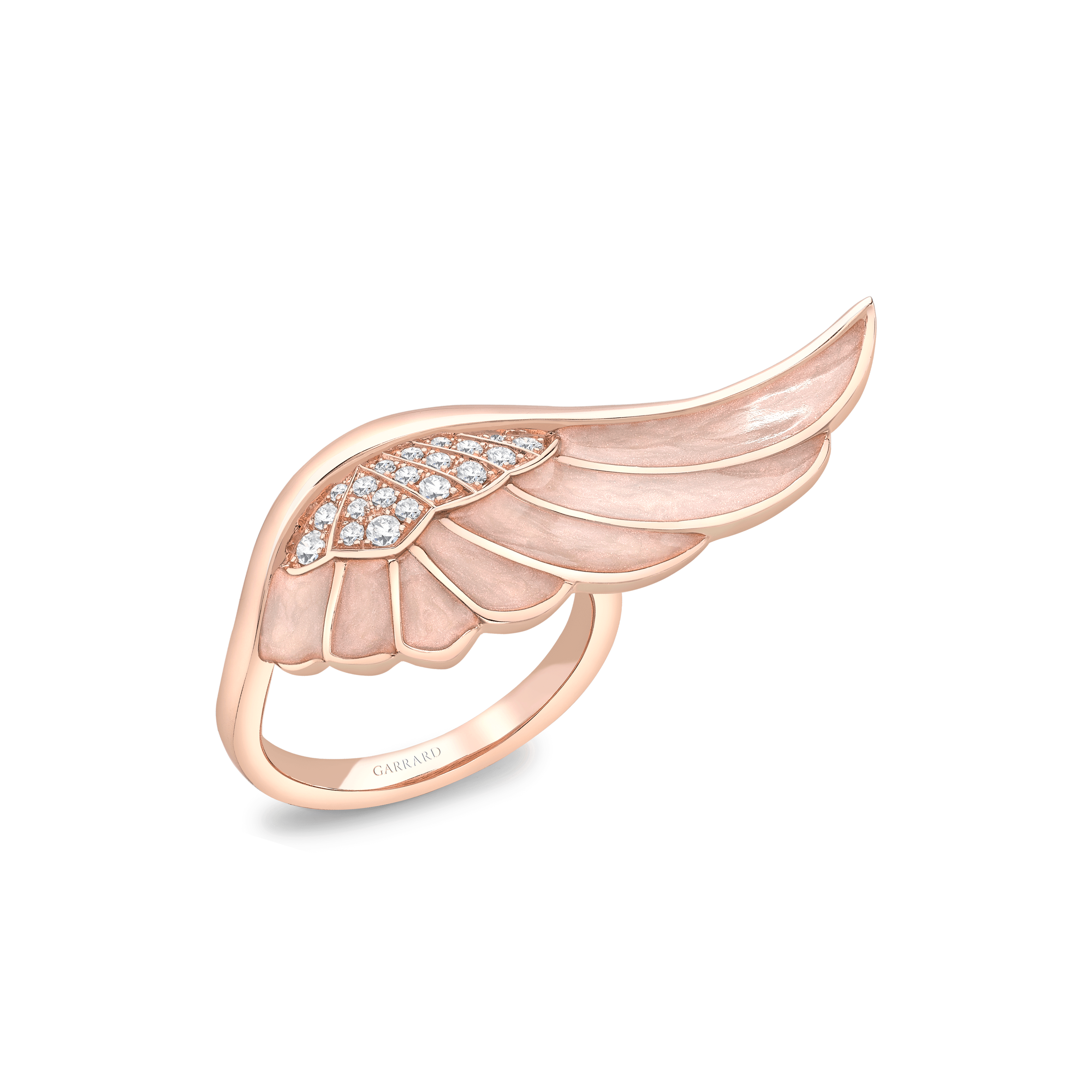 Wings Reflection jewellery collection Spring Enamel Ring In 18ct Rose Gold with Diamonds, 2014709, Hero
