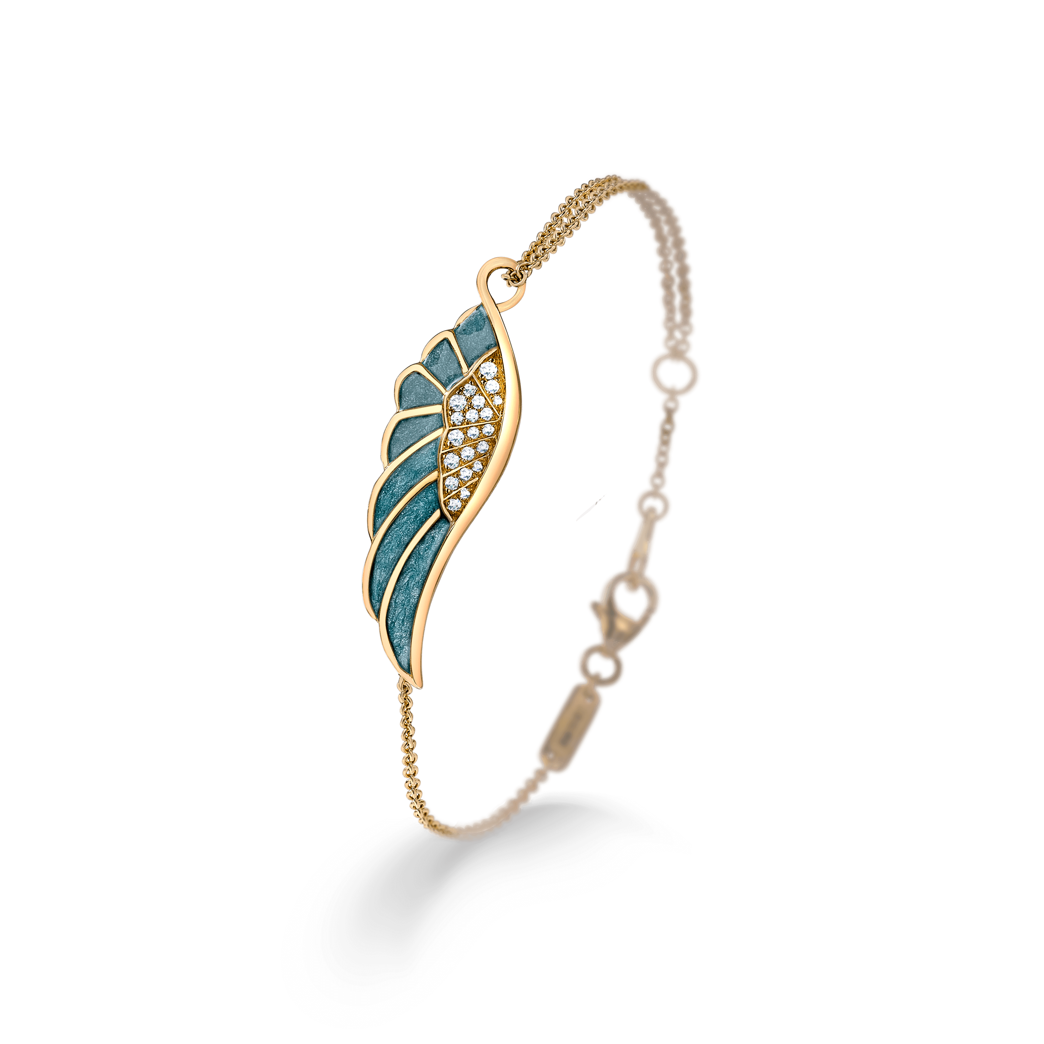 Wings Reflection jewellery collection Summer Enamel Bracelet In 18ct Yellow Gold with Diamonds, 2014700, Hero View