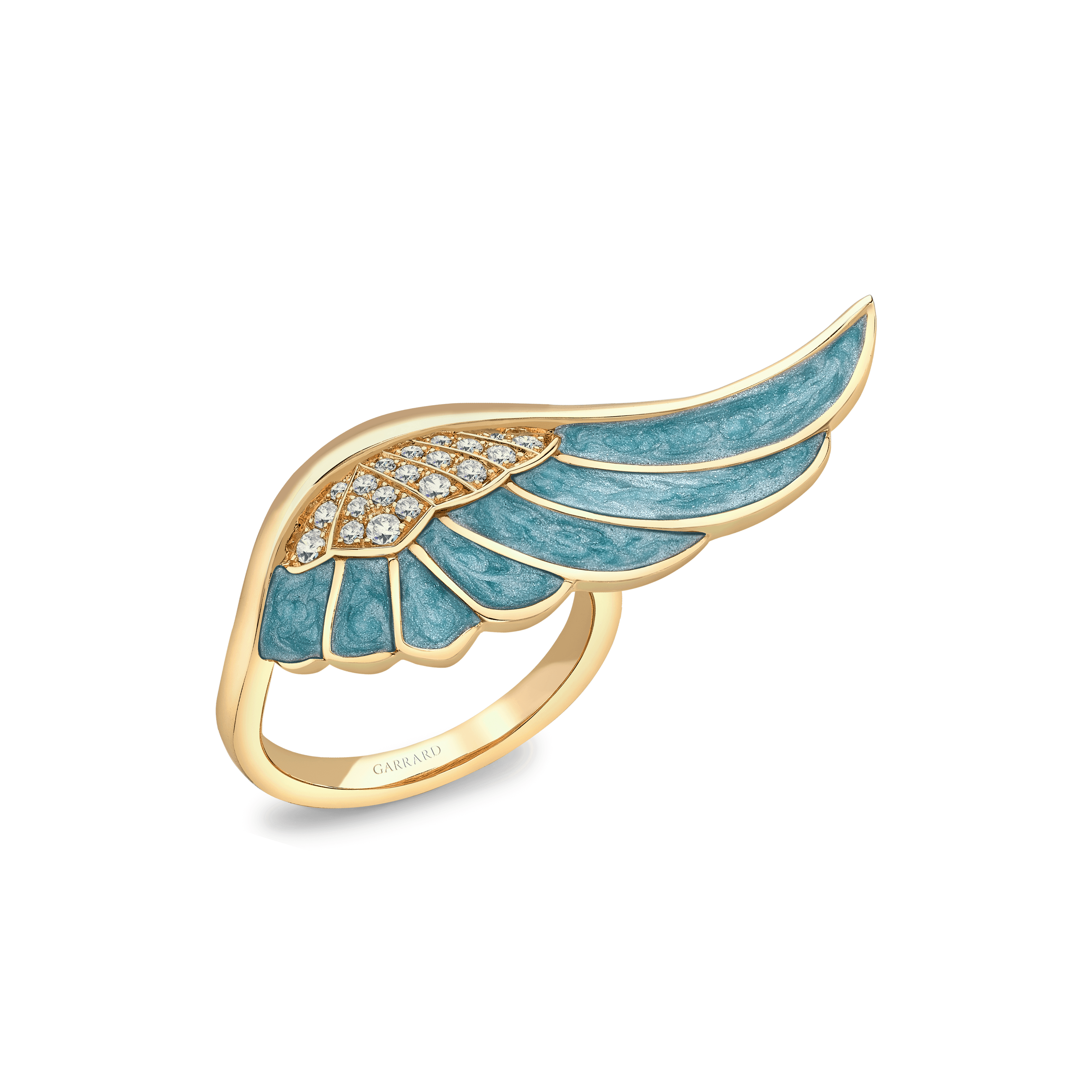 Wings Reflection jewellery collection Summer Enamel Ring In 18ct Yellow Gold with Diamonds, 2014706, Hero View