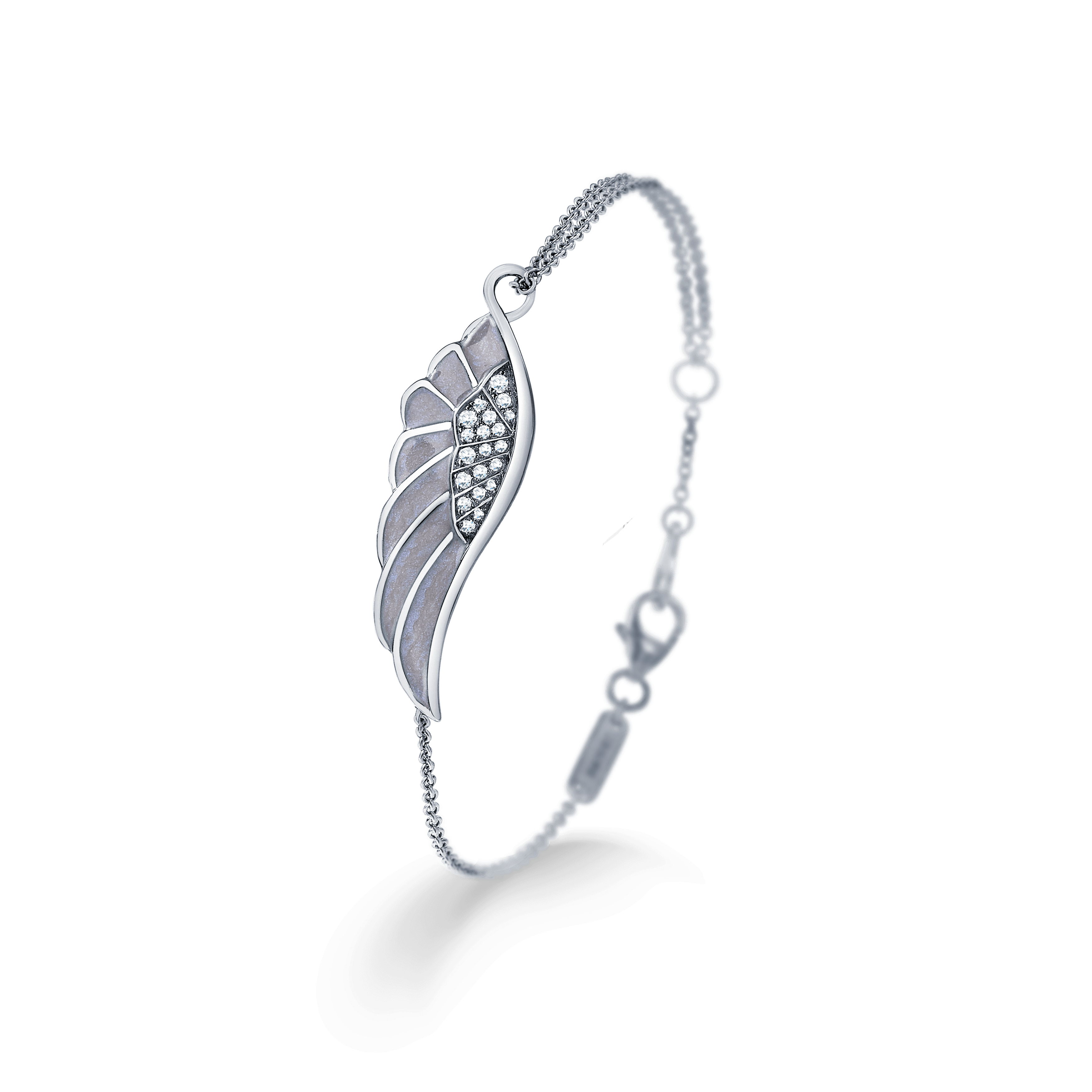 Wings Reflection jewellery collection Winter Enamel Bracelet In 18ct White Gold with Diamonds, 2014702, Hero View