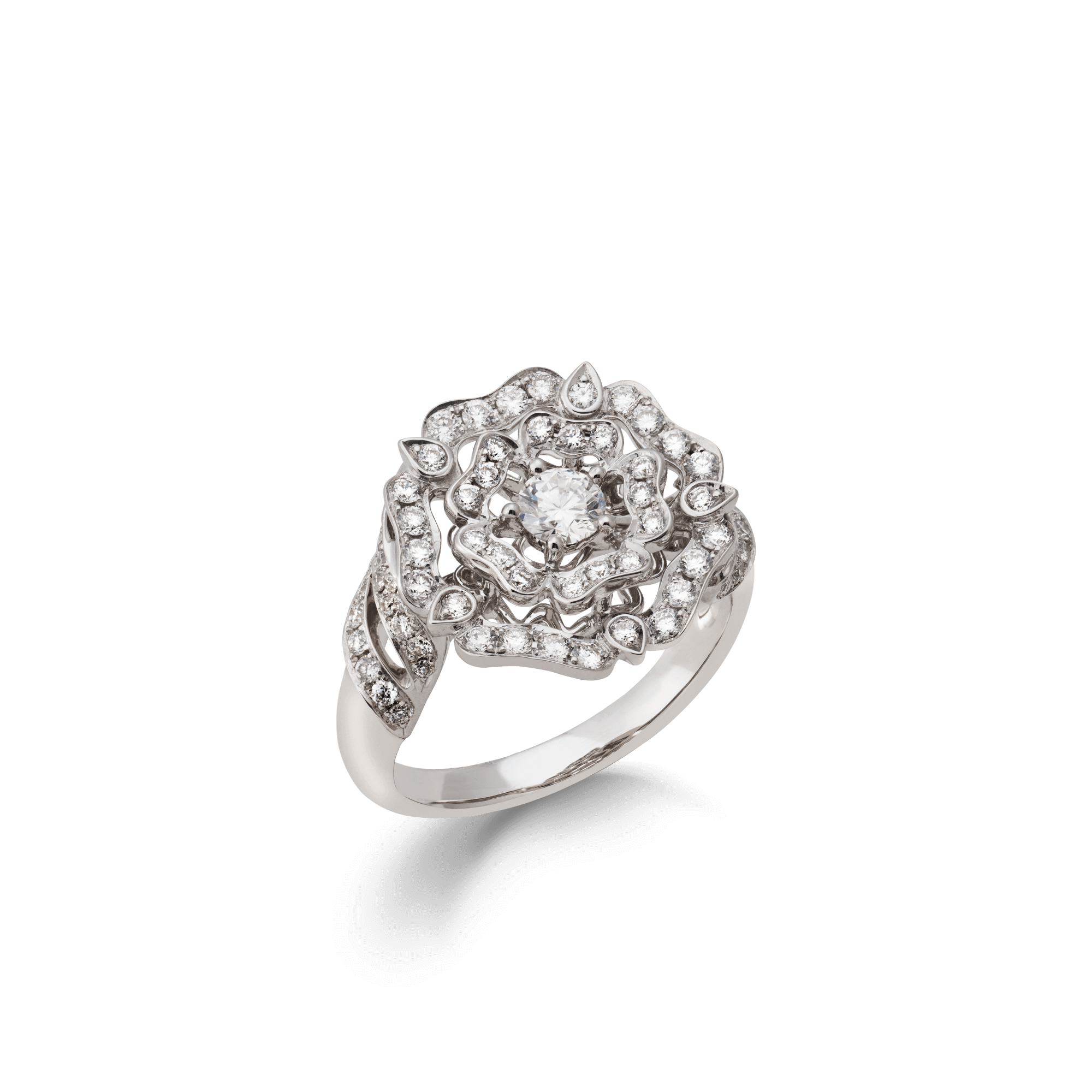 Tudor Rose Diamond Ring | In 18ct White Gold | Garrard