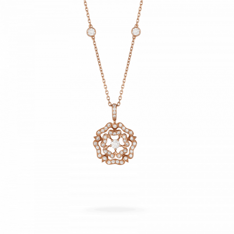 Tudor Rose Diamond Pendant | In 18ct Rose Gold | Garrard