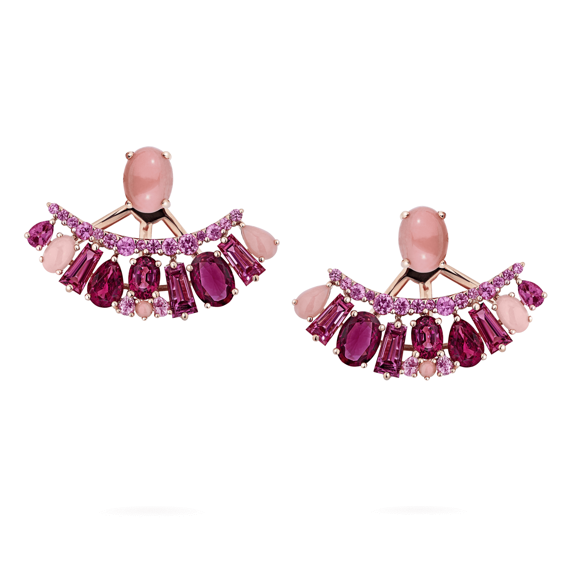 Garrard Blaze Collection 18ct rose gold ear jackets with pink sapphires rubellites and pink opals 2017659 1