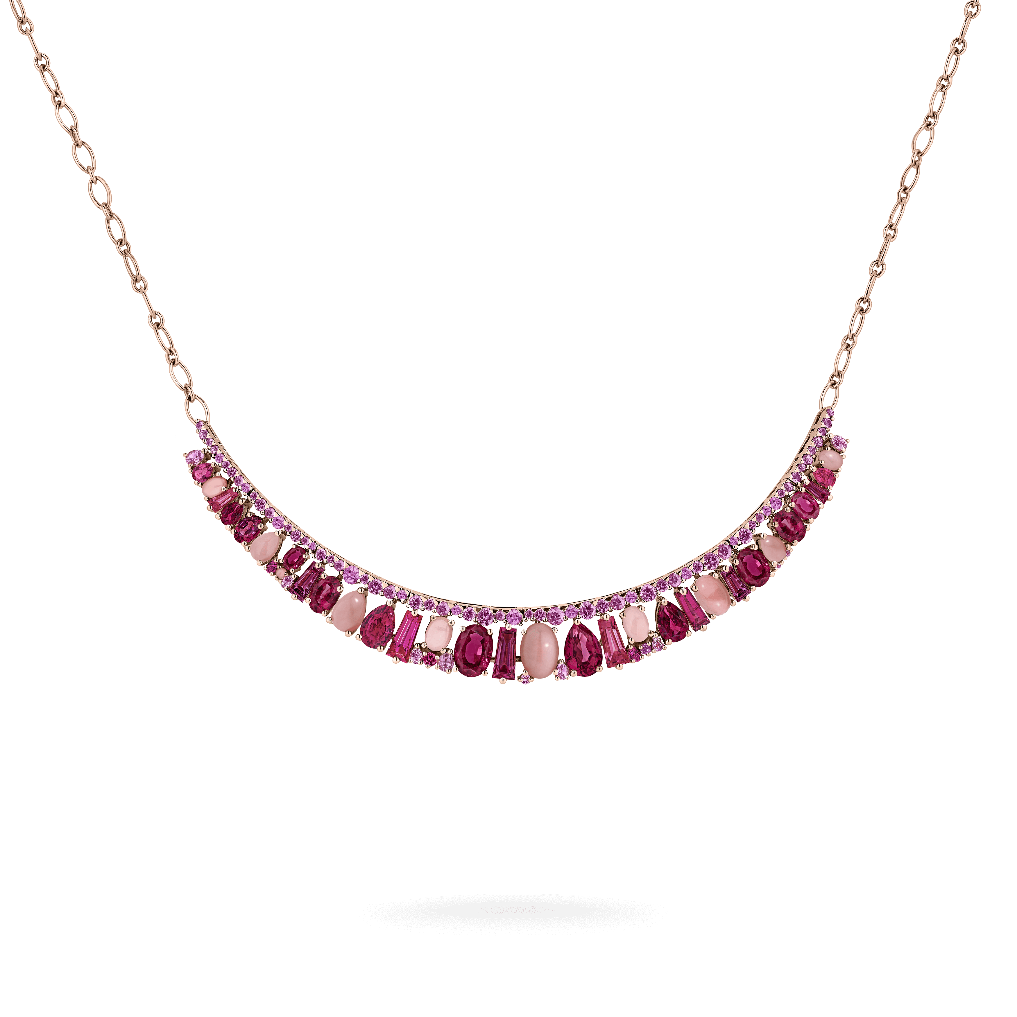 Blaze Pink Sapphire, Rubellite And Pink Opal Necklace | In 18ct