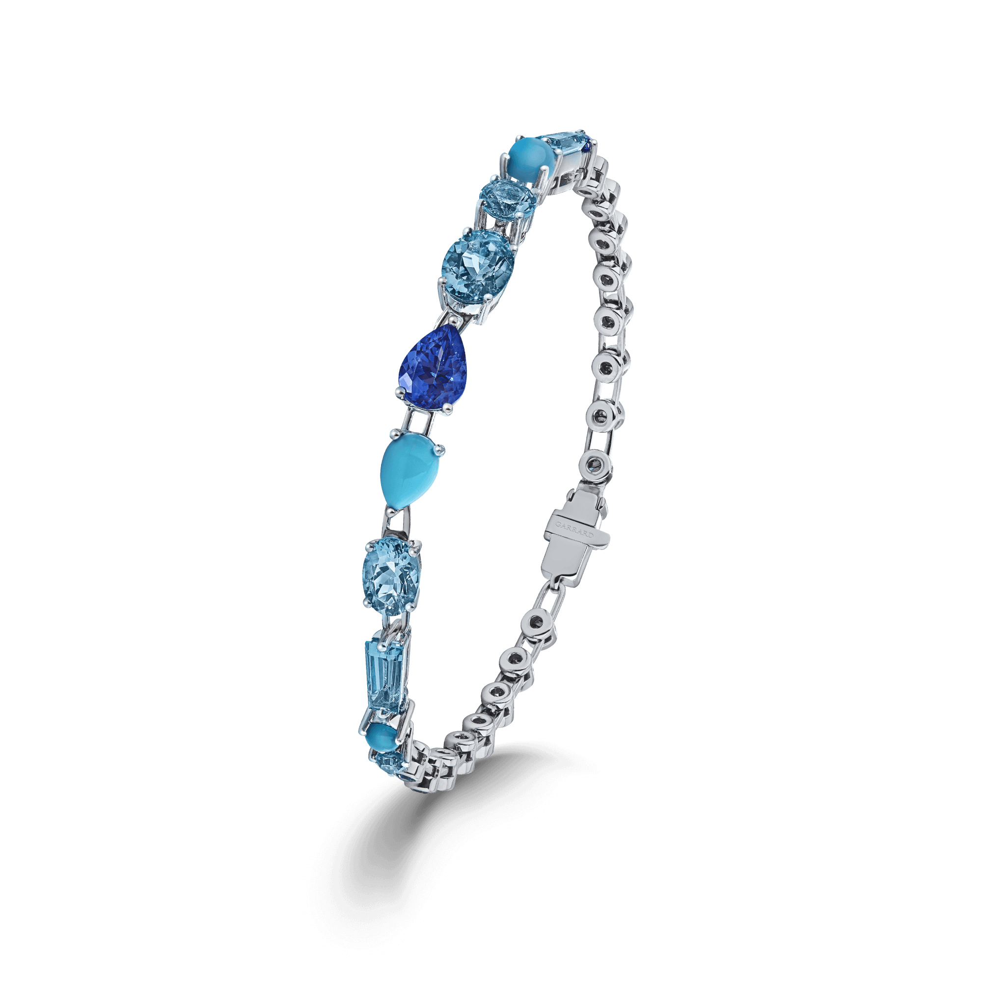 Garrard Blaze Collection 18ct white gold bracelet with blue sapphires tanzanites aquamarines blue topaz and turquoise 2017669