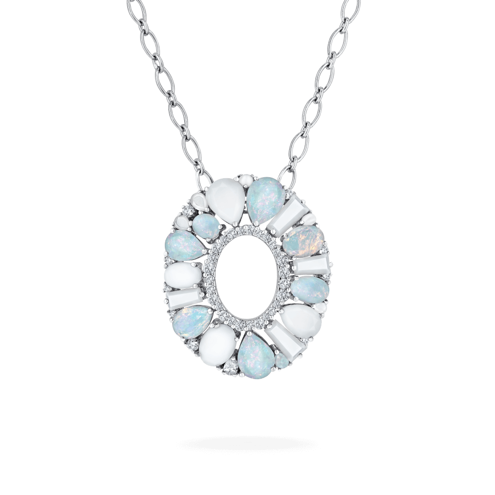 Garrard Blaze Collection 18ct white gold pendant with white diamonds white opal white agate and white mother of pearl 2017648