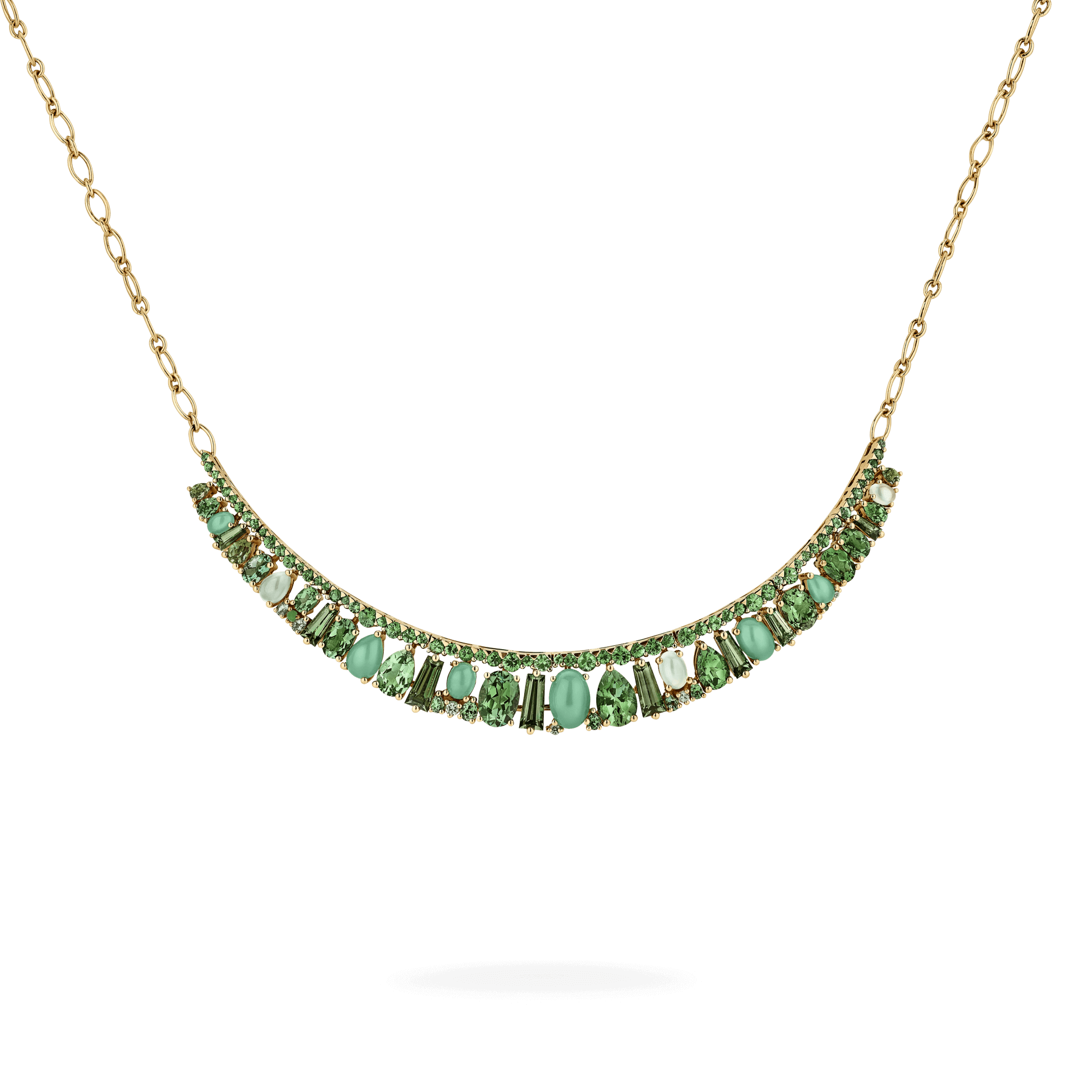 Garrard Blaze Collection 18ct yellow gold necklace with green sapphires green tourmalines tsavorites and chrysoprase 2017655