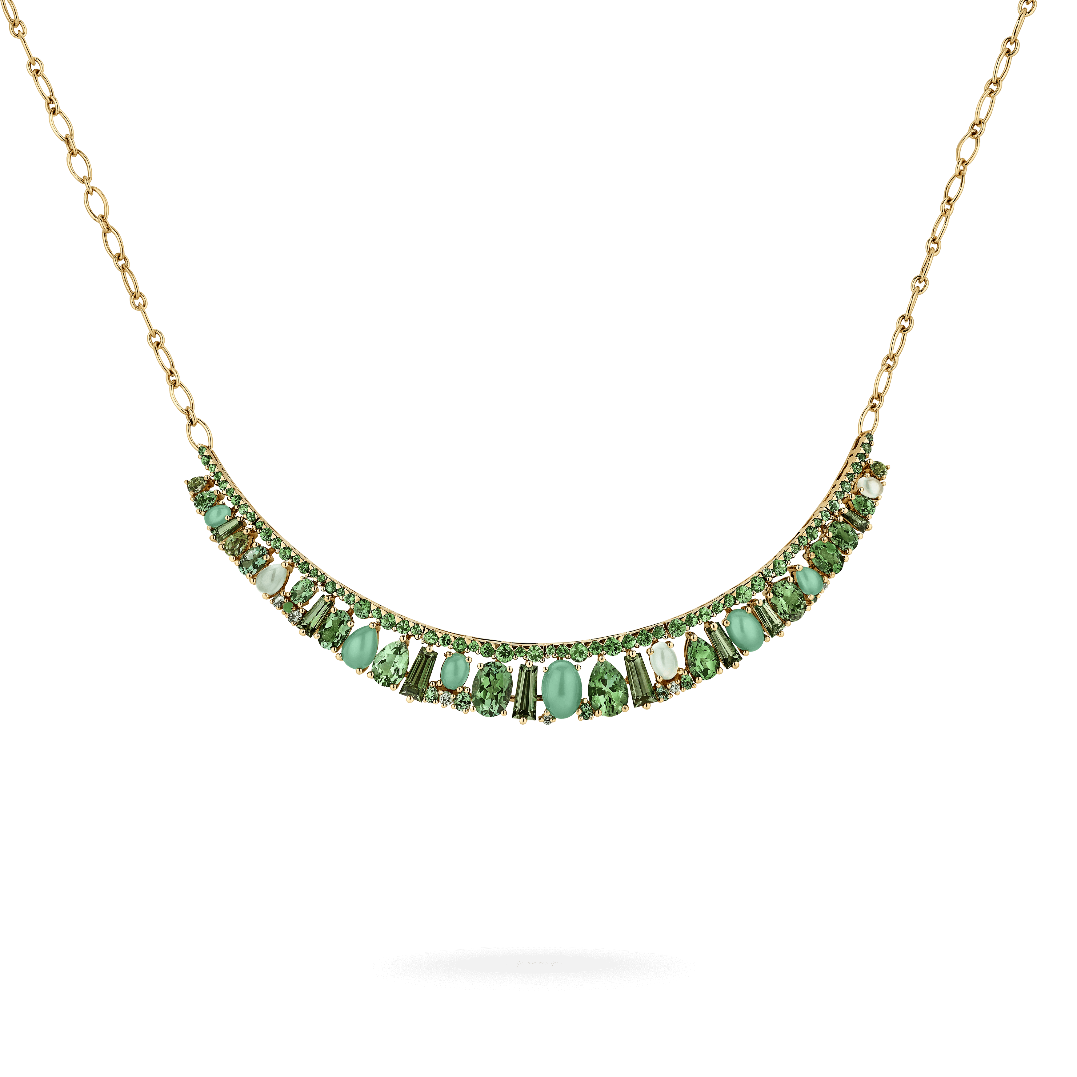 Garrard Blaze Collection 18ct yellow gold necklace with green sapphires green tourmalines tsavorites and chrysoprase 2017655 Garrard Blaze Collection 18ct yellow gold necklace with green sapphires green tourmalines tsavorites and chrysoprase 2017655