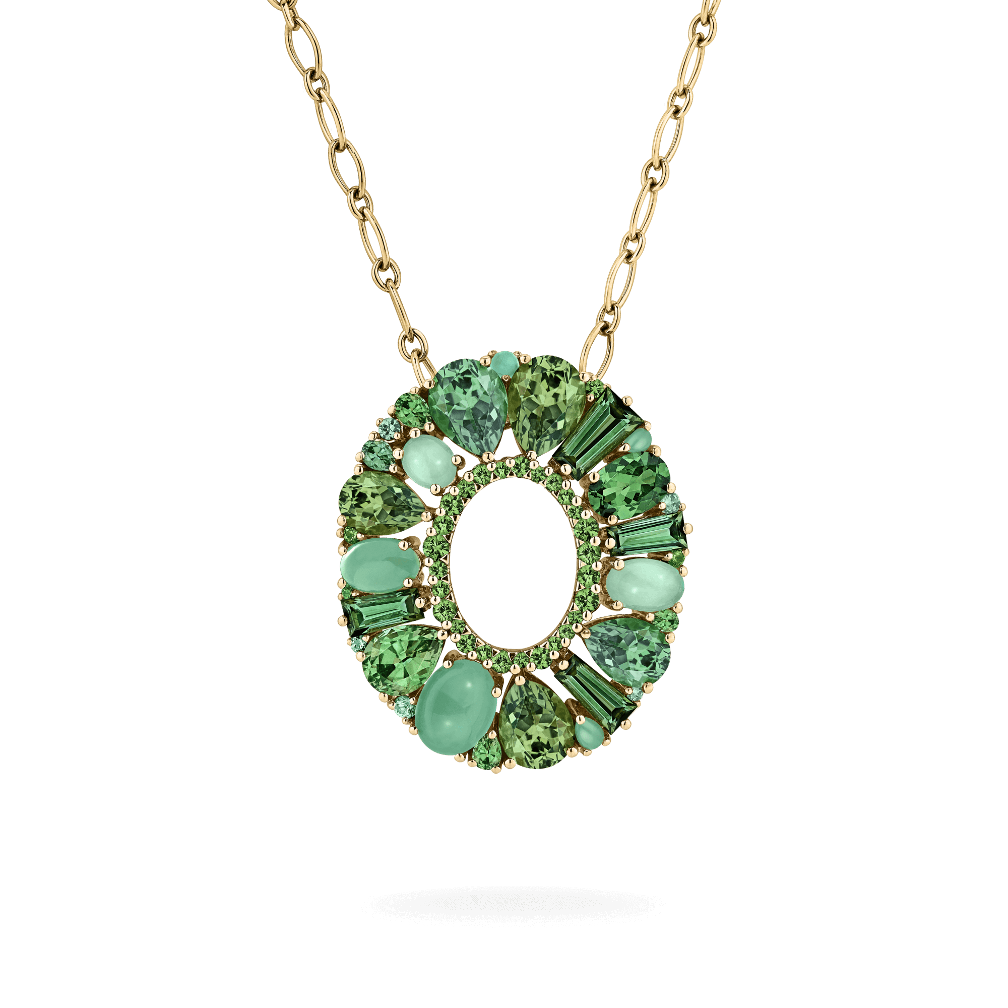 Garrard Blaze Collection 18ct yellow gold pendant with green sapphires green tourmalines tsavorites and chrysoprase 2017650