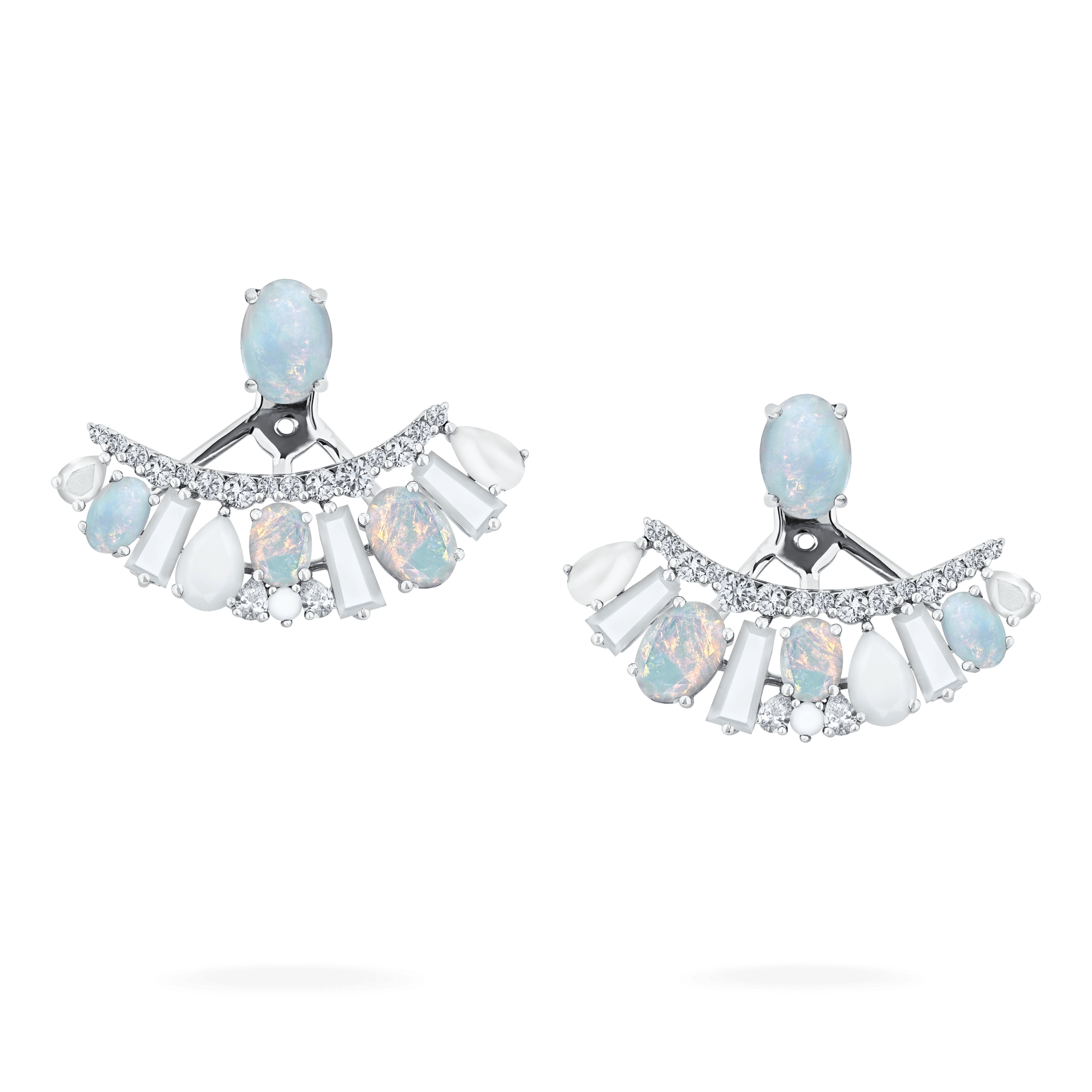 Garrard blaze Collection 18ct white gold ear jackets with white diamonds white opal white agate and white mother of pearl 2017656 1