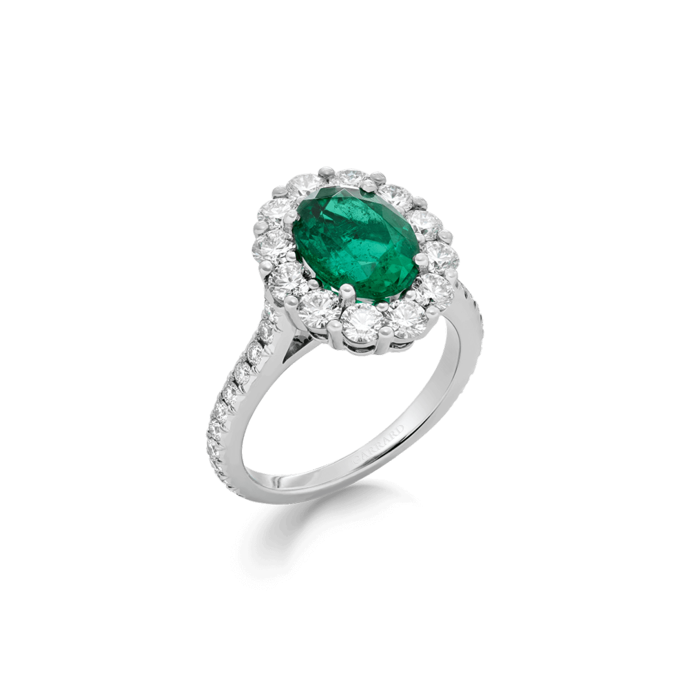 Garrard Jewelled Vault 2.31ct oval Colombian emerald and diamond 1735 ring In Platinum, 2017862, Hero