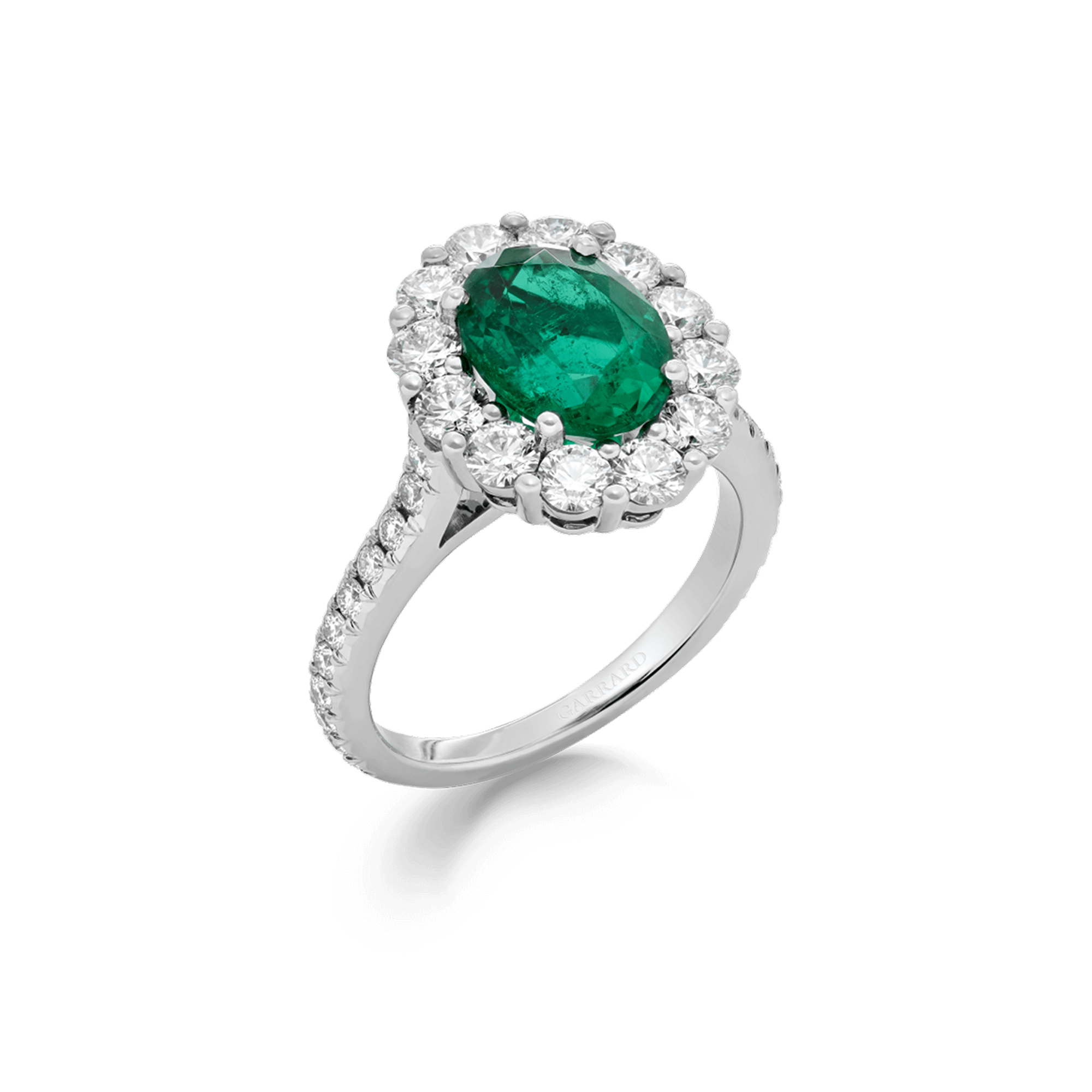 Garrard Jewelled Vault 2.31ct oval Colombian emerald and diamond 1735 ring In Platinum 2017862