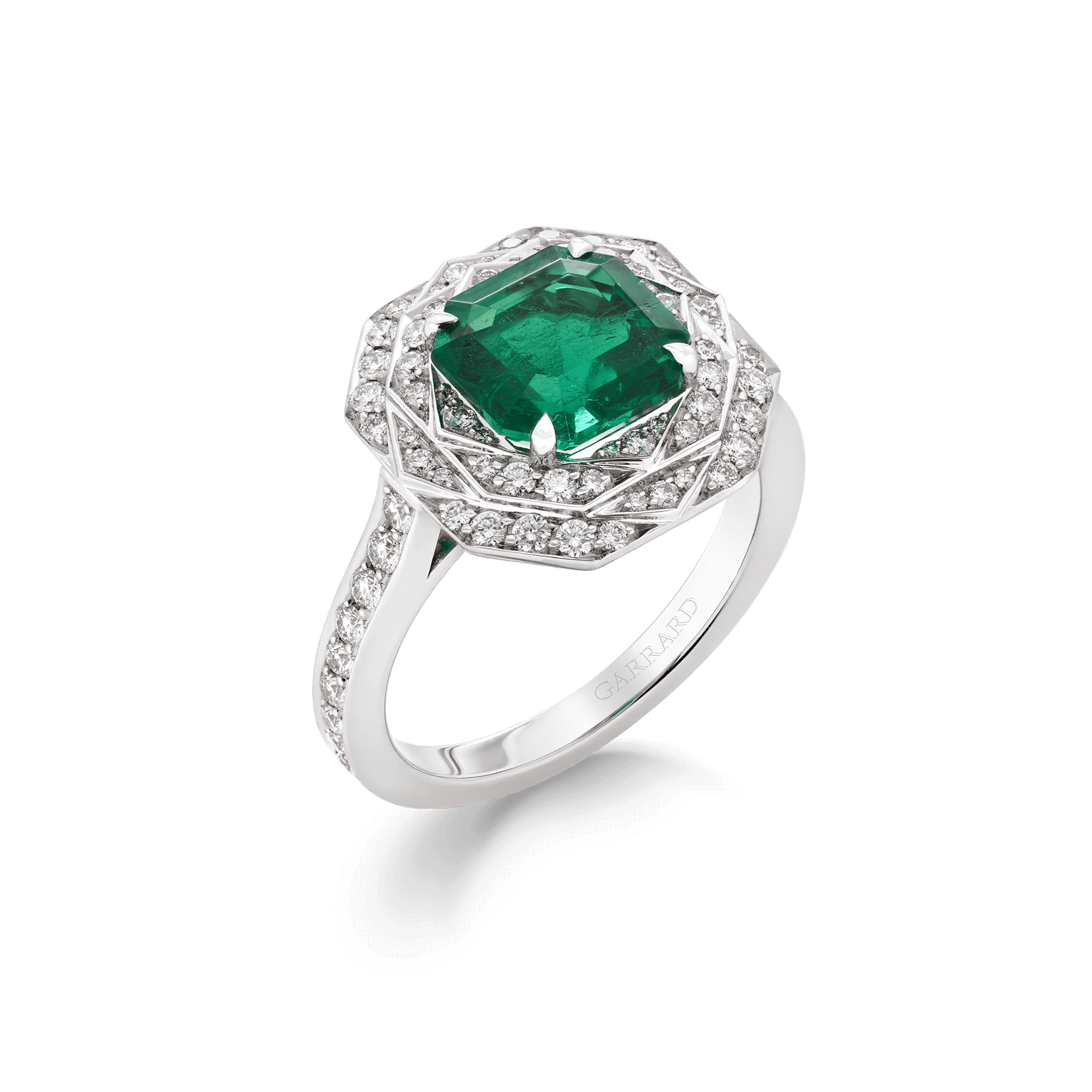 Jewelled Vault 2.52ct Emerald Cut Colombian Emerald Ring | Garrard