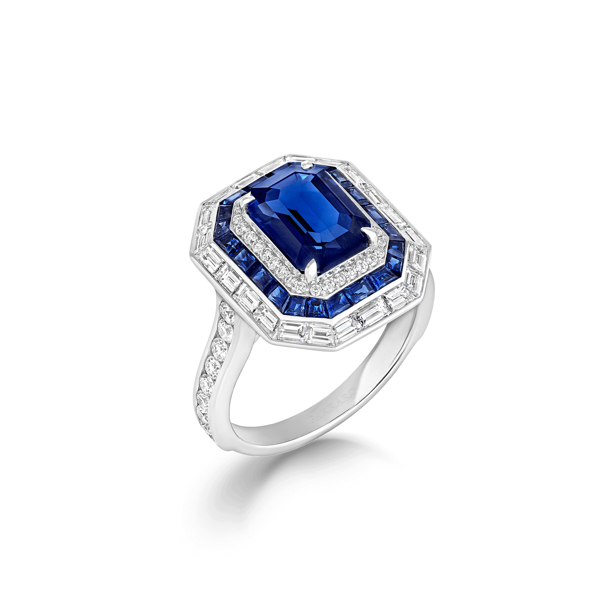 Jewelled Vault 2.56ct Emerald Cut Royal Blue Sri Lankan Sapphire Ring ...