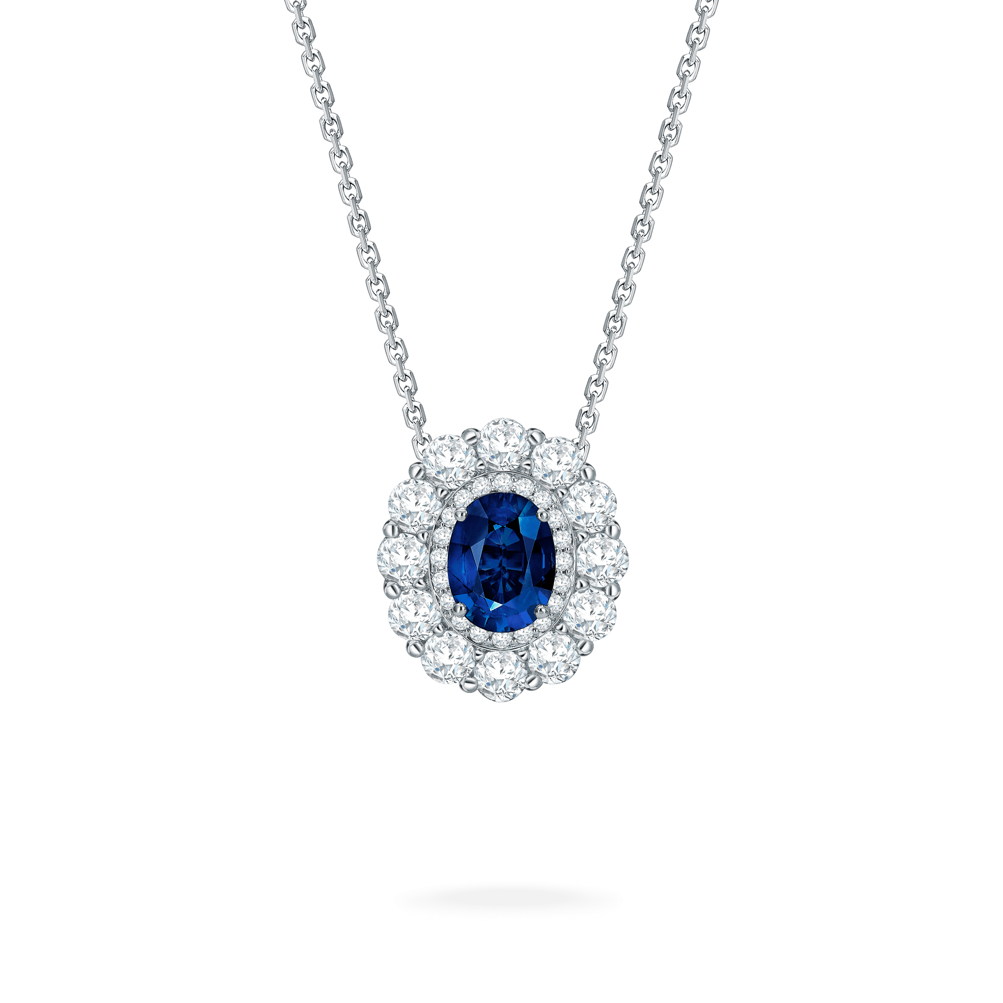 Blue sapphire deals and diamond pendant