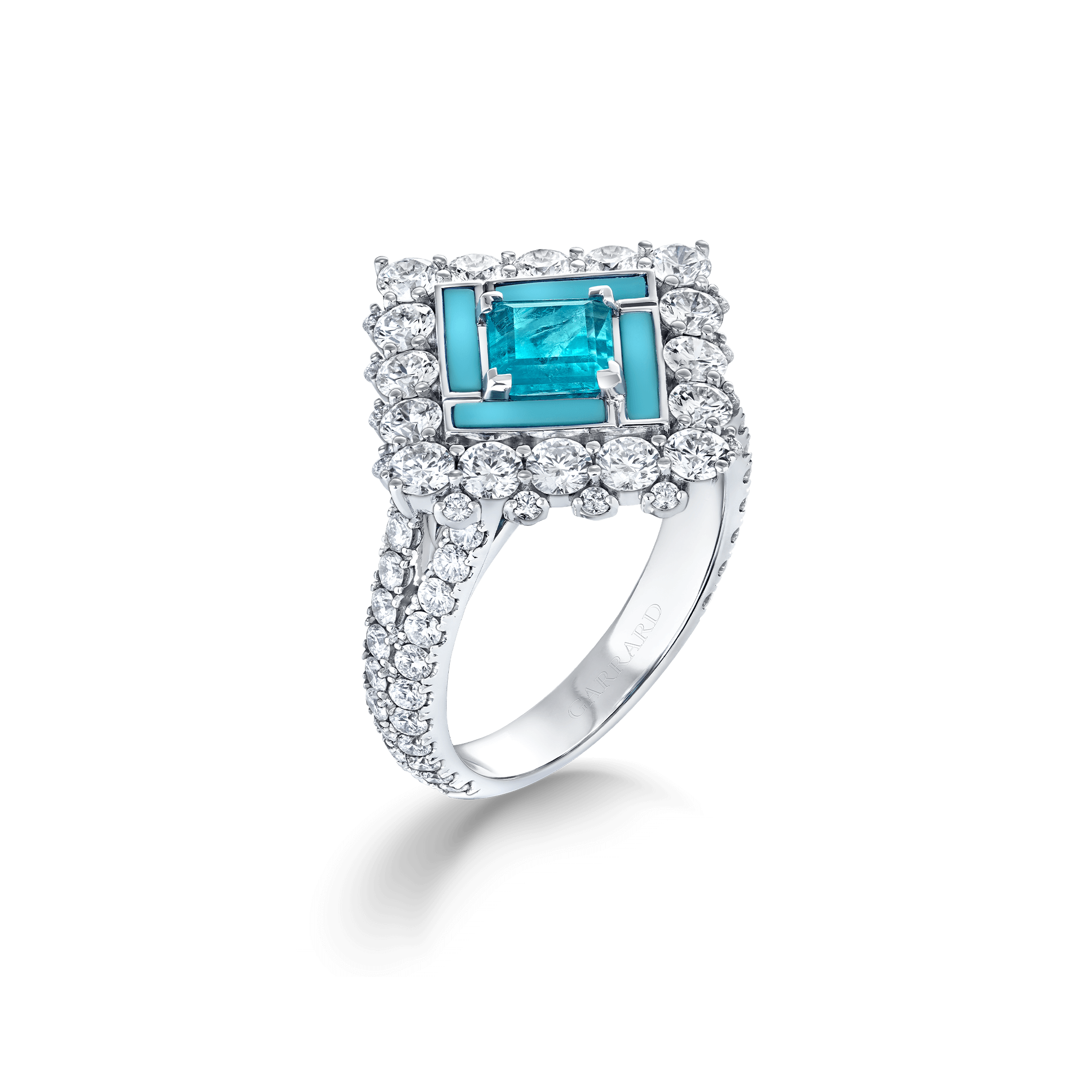 Garrard Jewelled Vault 0.69ct Brazilian Paraiba Tourmaline Diamond and Turquoise High Jewellery Ring 2018121 4