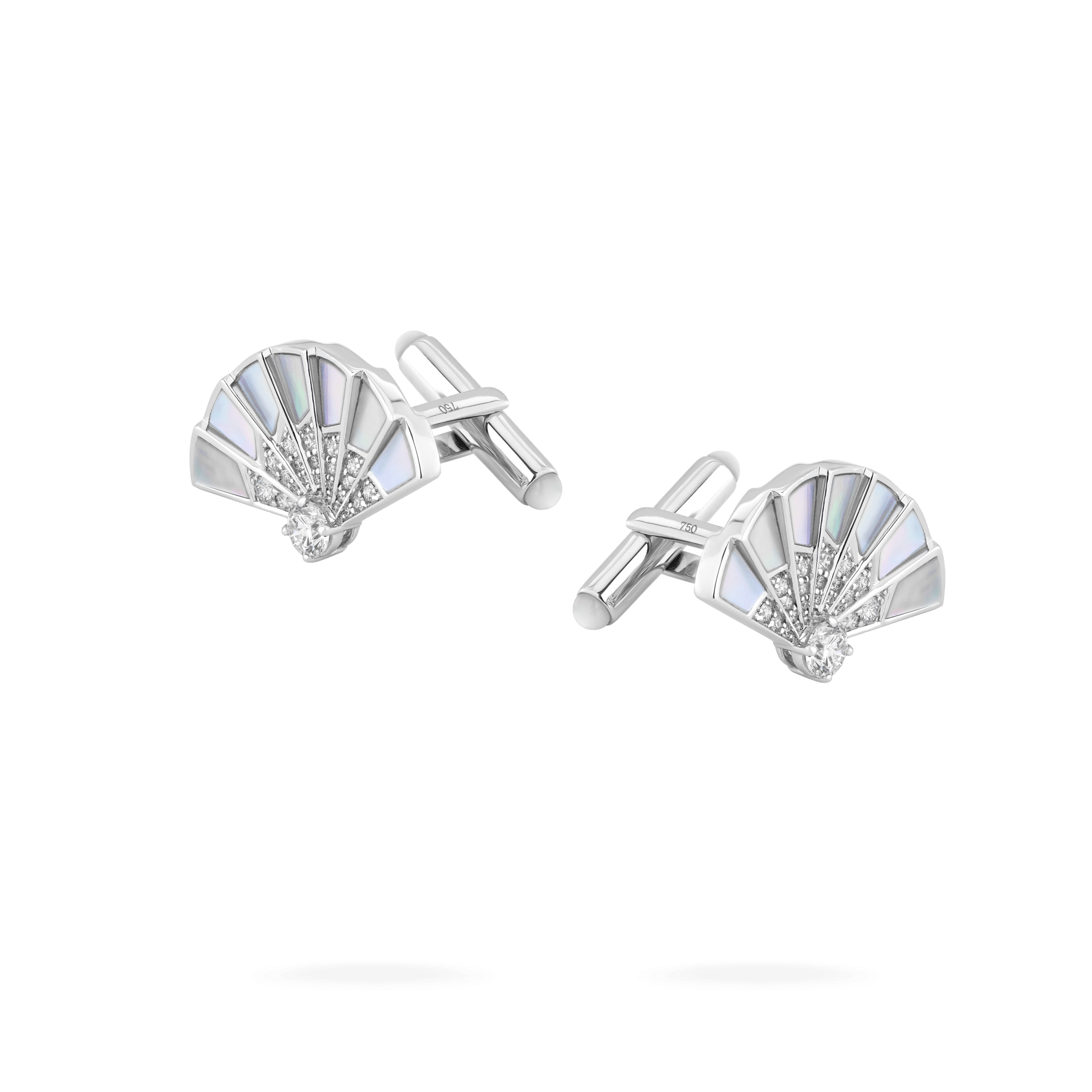 Fanfare Symphony Diamond and Mother of Pearl Cufflinks In 18ct White Gold 2017639