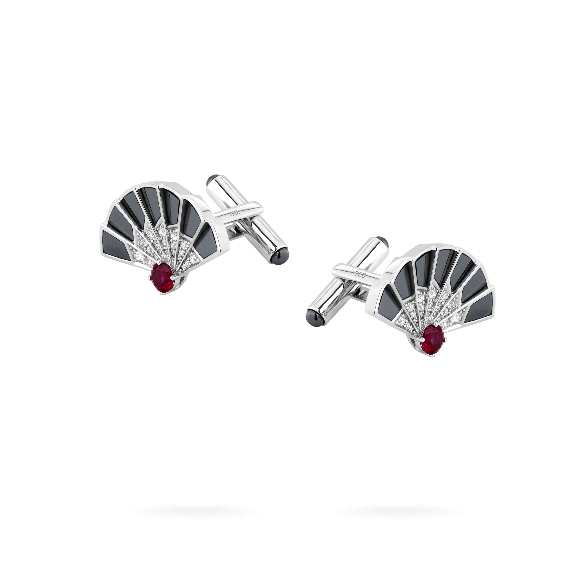 Fanfare Symphony Ruby and Hematite Cufflinks In 18ct White Gold with Diamonds 2017636