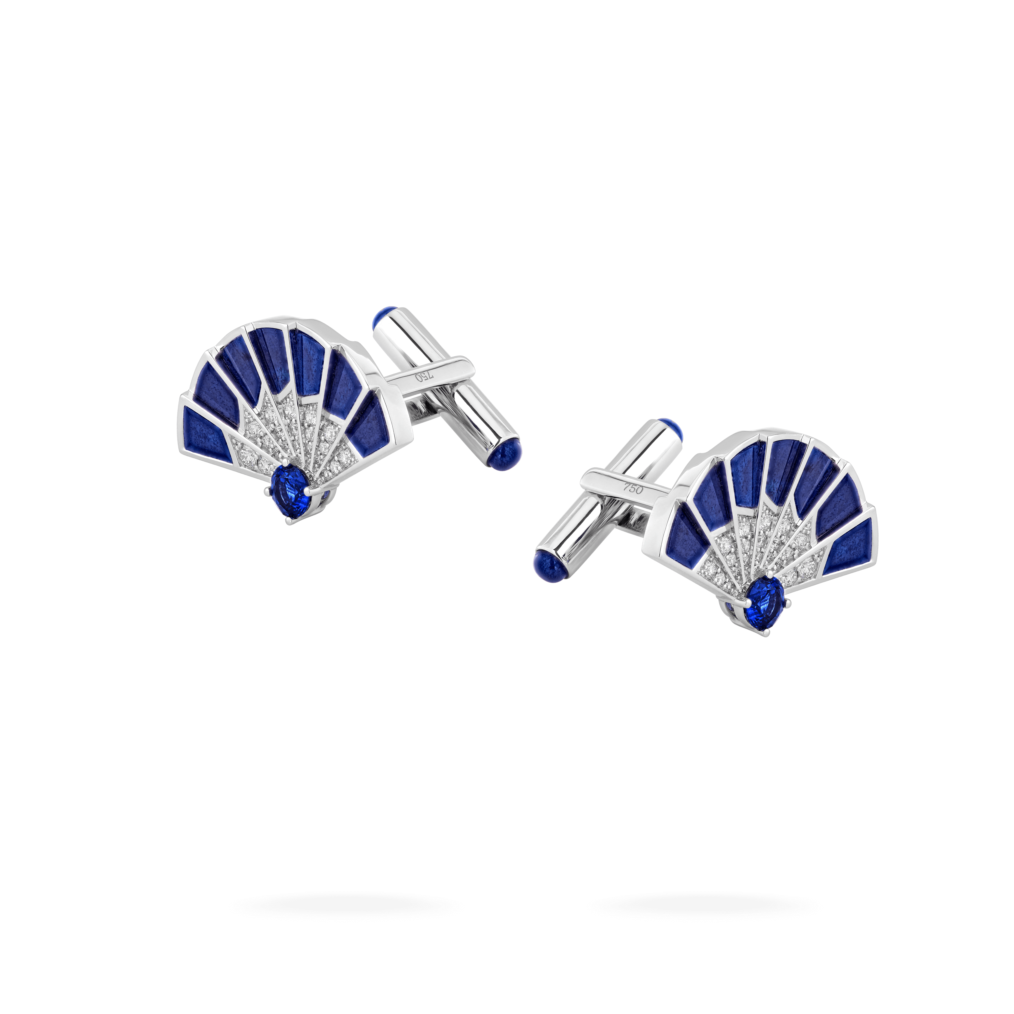 Fanfare Symphony Sapphire and Lapis Lazuli Cufflinks In 18ct White Gold with Diamonds 2017635 Fanfare Symphony Sapphire and Lapis Lazuli Cufflinks In 18ct White Gold with Diamonds 2017635