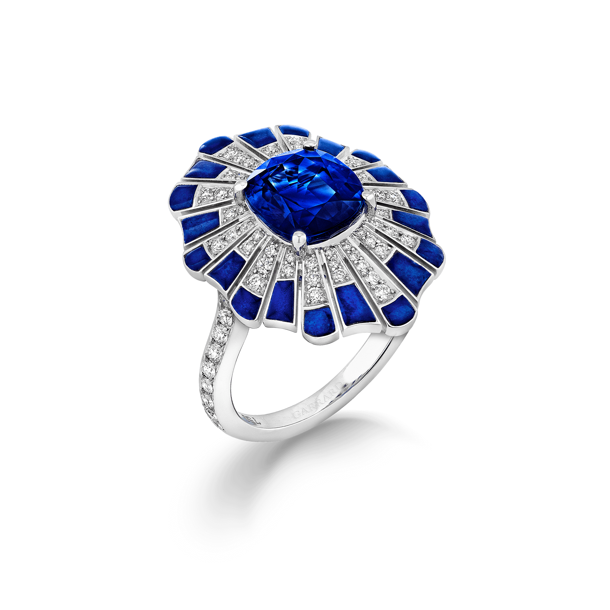 Jewelled Vault 3.64ct Sapphire, Diamond and Lapis Lazuli Ring | Garrard