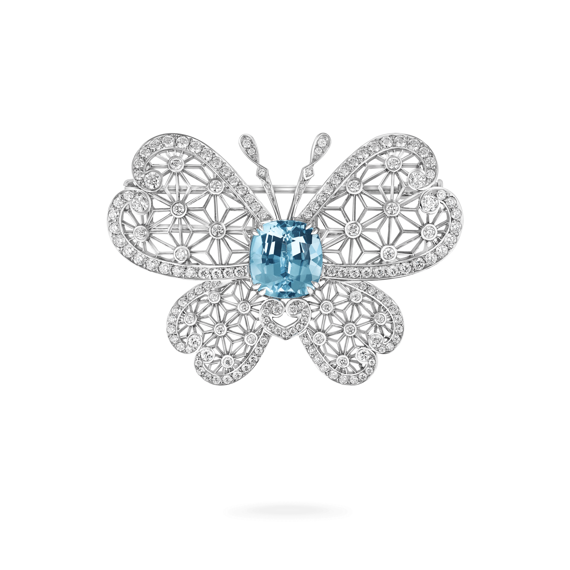 Garrard Muse Filigree 4.34ct Aquamarine and Diamond Brooch 2018114