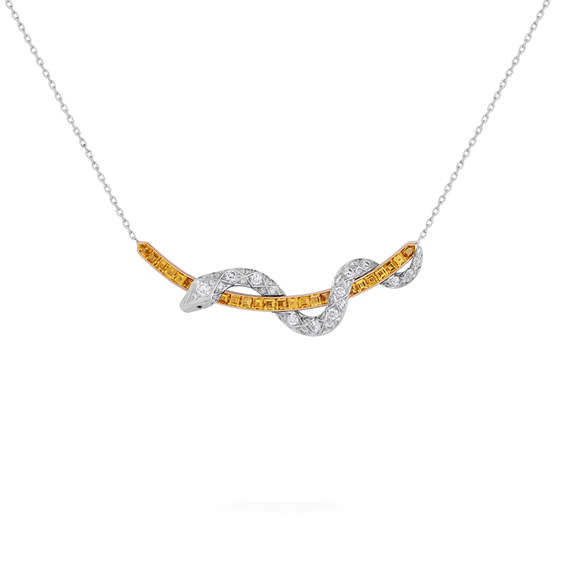 Garrard Muse Signature Serp Necklace in 18ct ehite gold