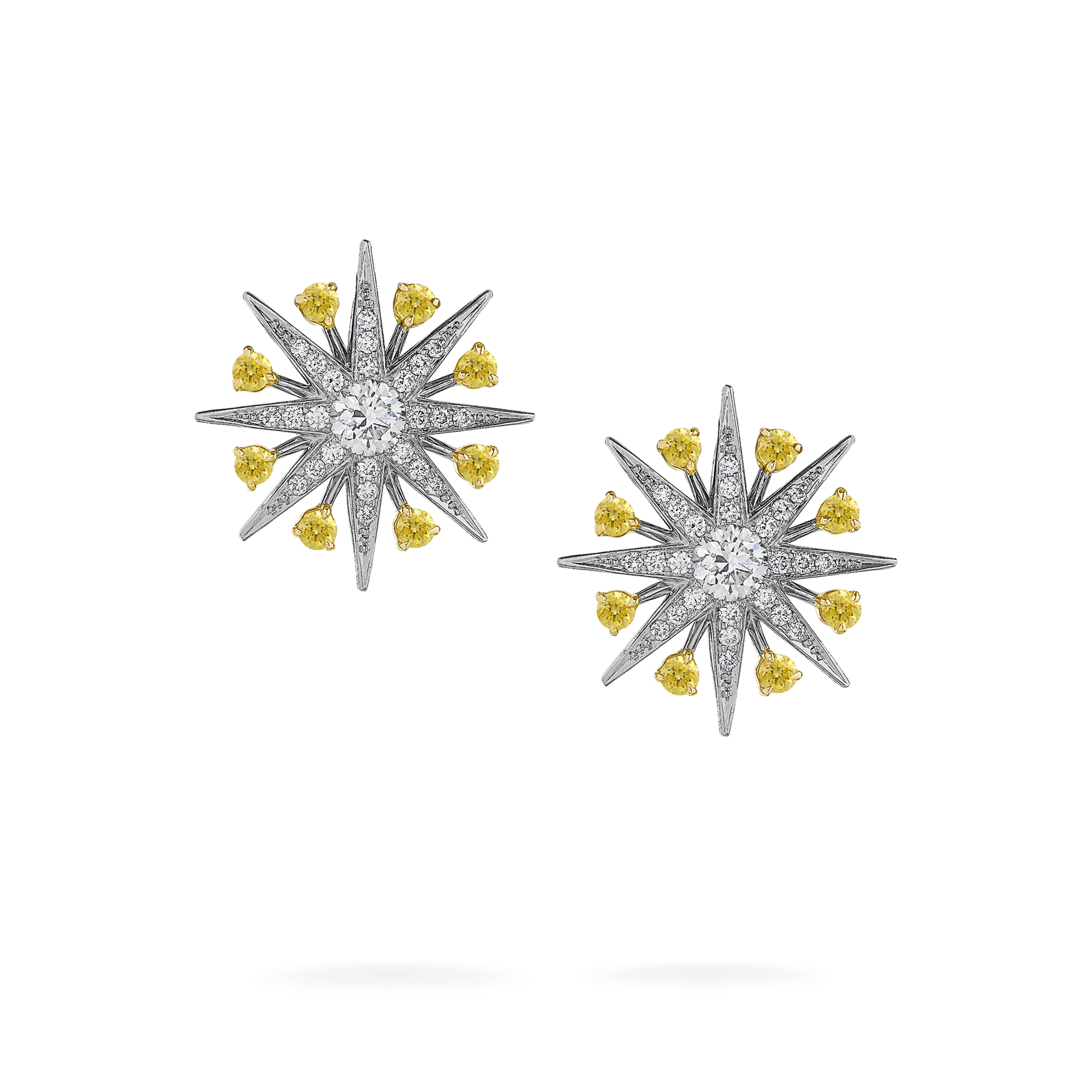 Garrard Starlight Jewellery Collection White and Yellow Diamond Stud Earrings In 18ct White and Yellow Gold 2016273