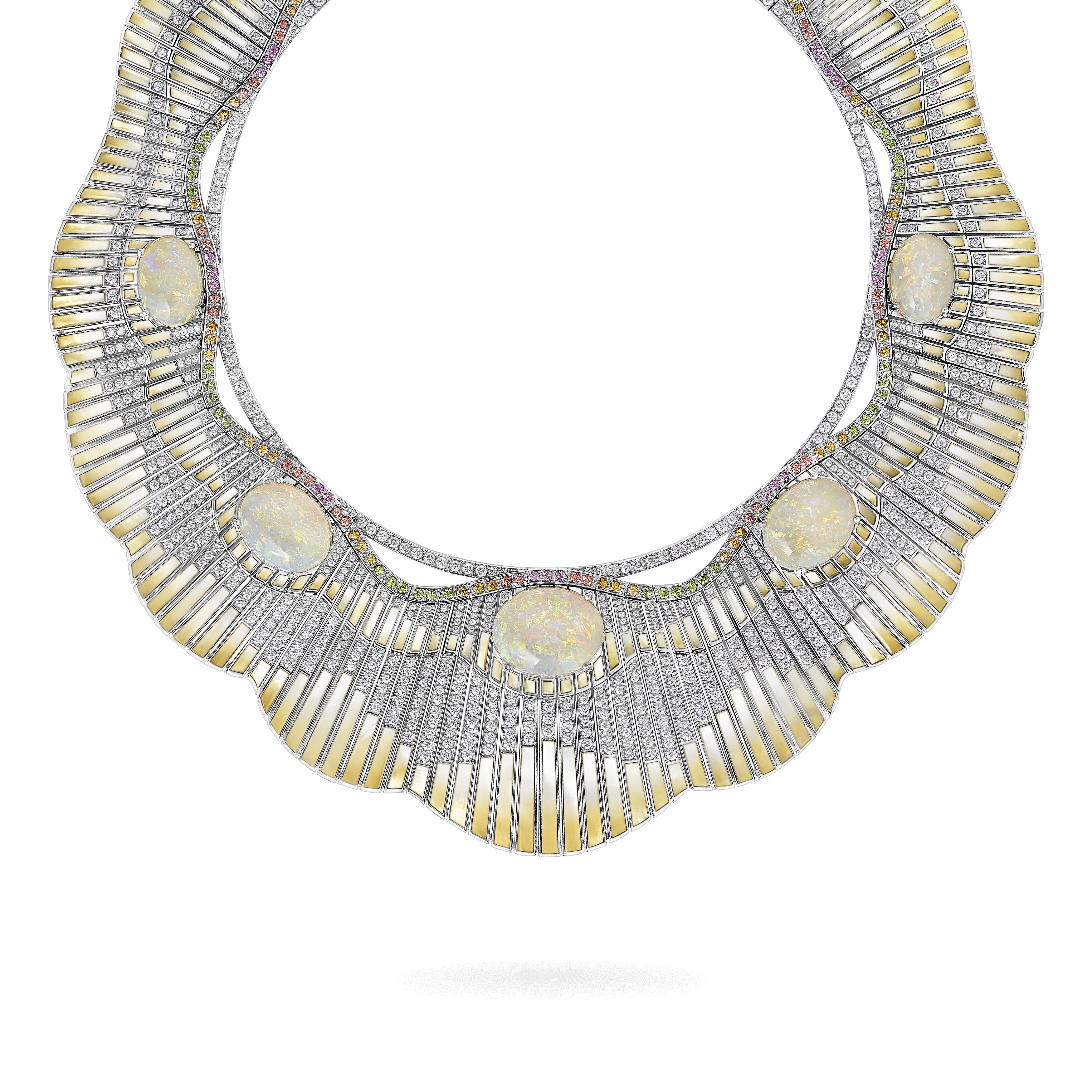 Garrard Couture Northern Lights Necklace In 18ct White Gold with Opals Sapphires Tsavorites Diamonds and Mother of Pearl 2018092 Garrard Couture Northern Lights Necklace In 18ct White Gold with Opals Sapphires Tsavorites Diamonds and Mother of Pearl 2018092