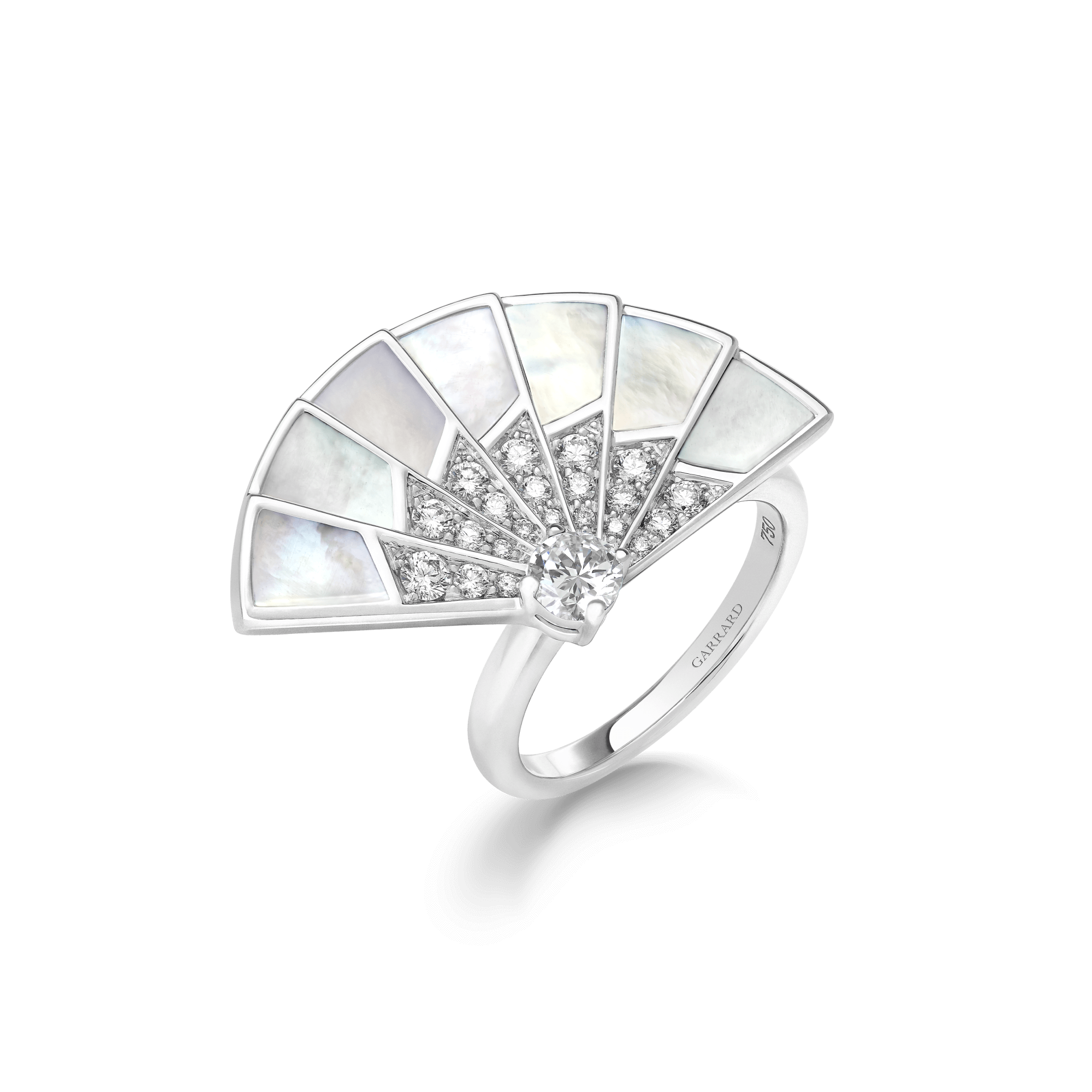Garrard Fanfare Symphony jewellery collection Diamond and Mother of Pearl Ring In 18ct White Gold 2018285 Hero View