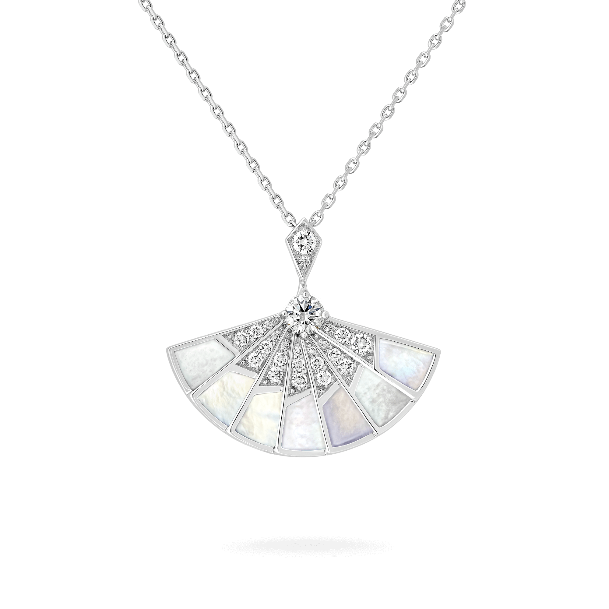 Garrard Fanfare Symphony jewellery collection Diamond and Mother of Pearl Slider Pendant In 18ct White Gold 2018263 Hero View