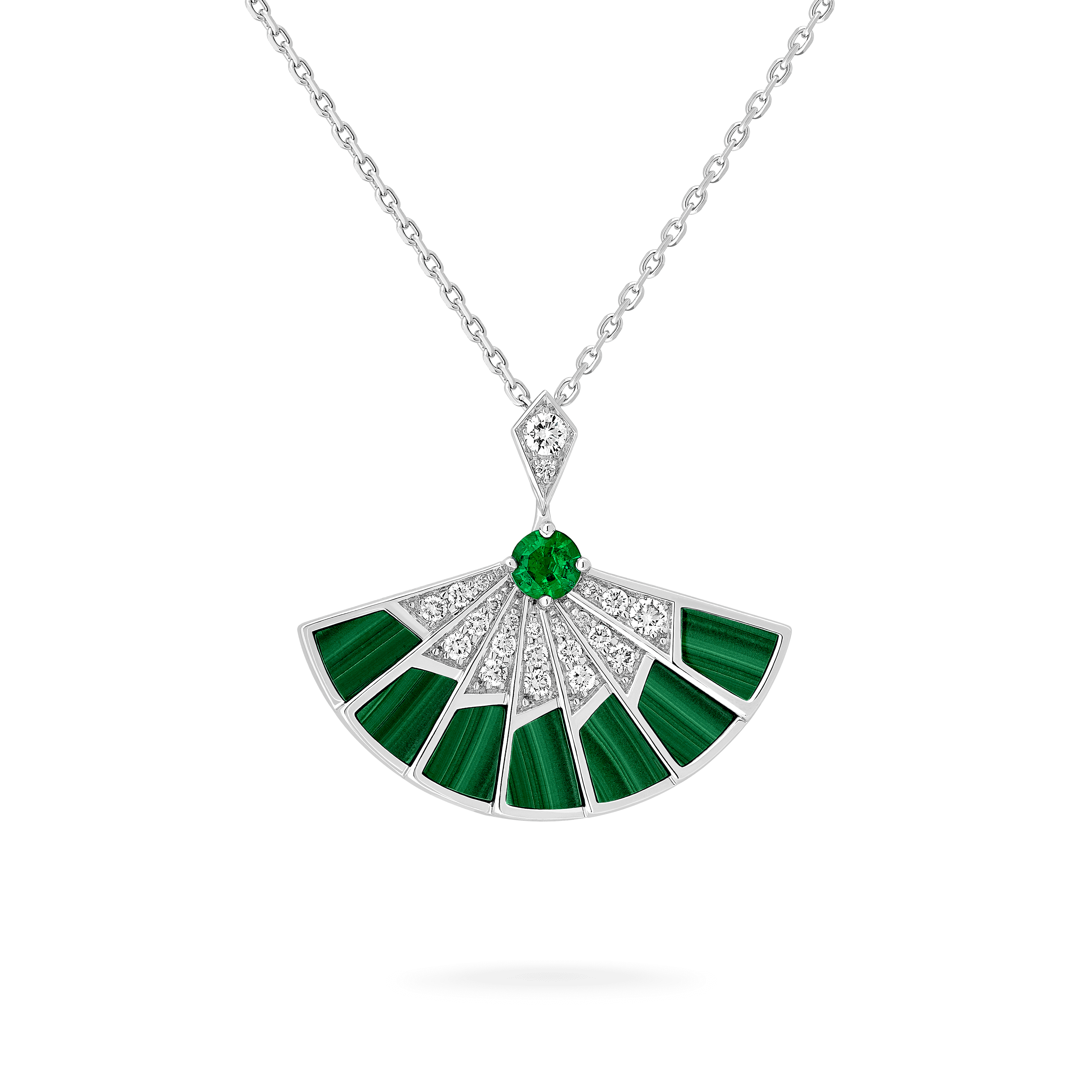 Garrard Fanfare Symphony jewellery collection Emerald and Malachite Slider Pendant In 18ct White Gold with Diamonds 2018259 Hero View Garrard Fanfare Symphony jewellery collection Emerald and Malachite Slider Pendant In 18ct White Gold with Diamonds 2018259 Hero View