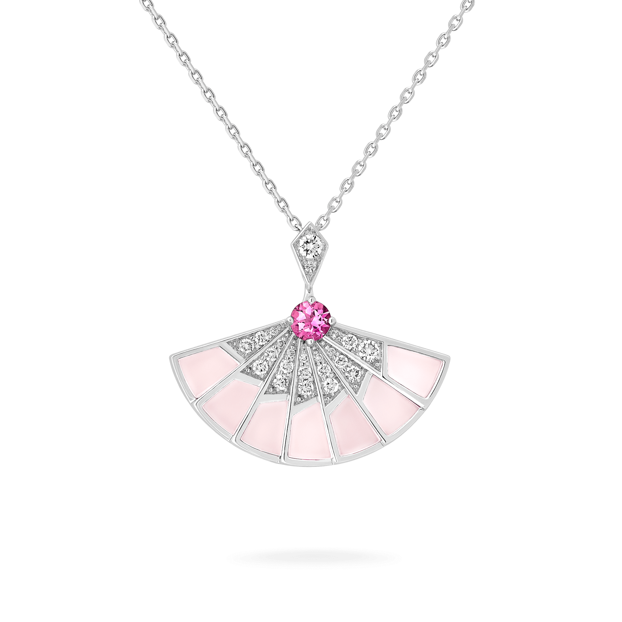 Garrard Fanfare Symphony jewellery collection Pink Tourmaline and Pink Opal Slider Pendant In 18ct White Gold with Diamonds 2018257 hero View