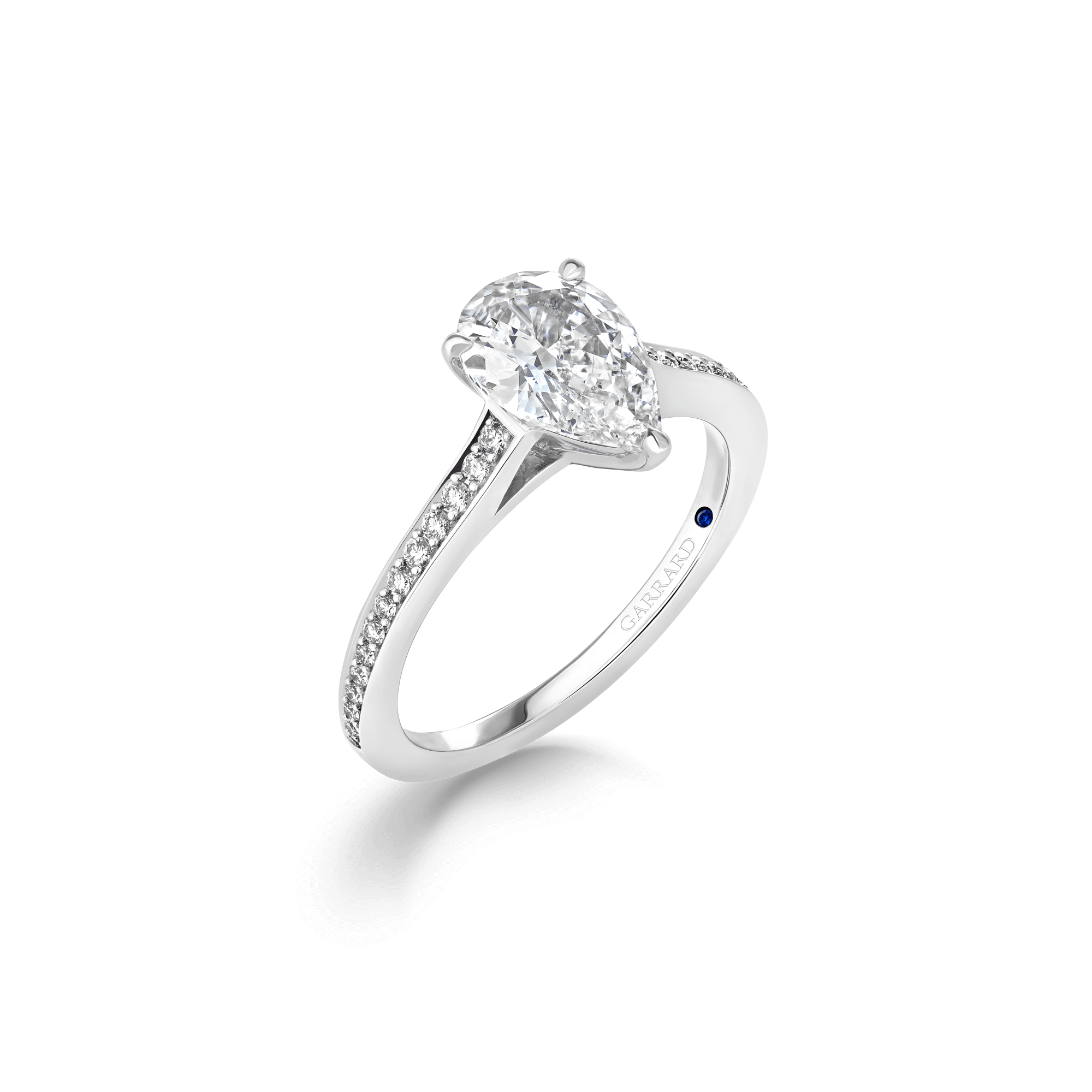 Cherish Pear Shape Diamond Solitaire Engagement Ring In 18ct White Gold with Diamonds