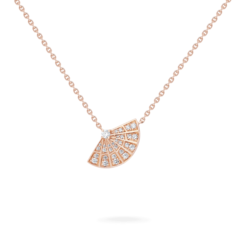 Garrard Mini Icons collection Fanfare Necklace in 18ct Rose Gold with Diamonds, 2018413, Hero View
