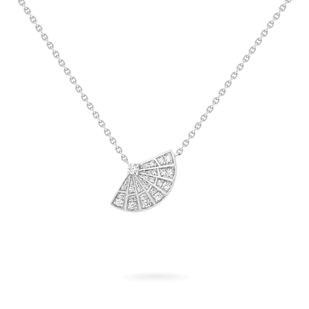 Garrard Mini Icons collection Fanfare Necklace in 18ct White Gold with Diamonds, 2018413, Hero View